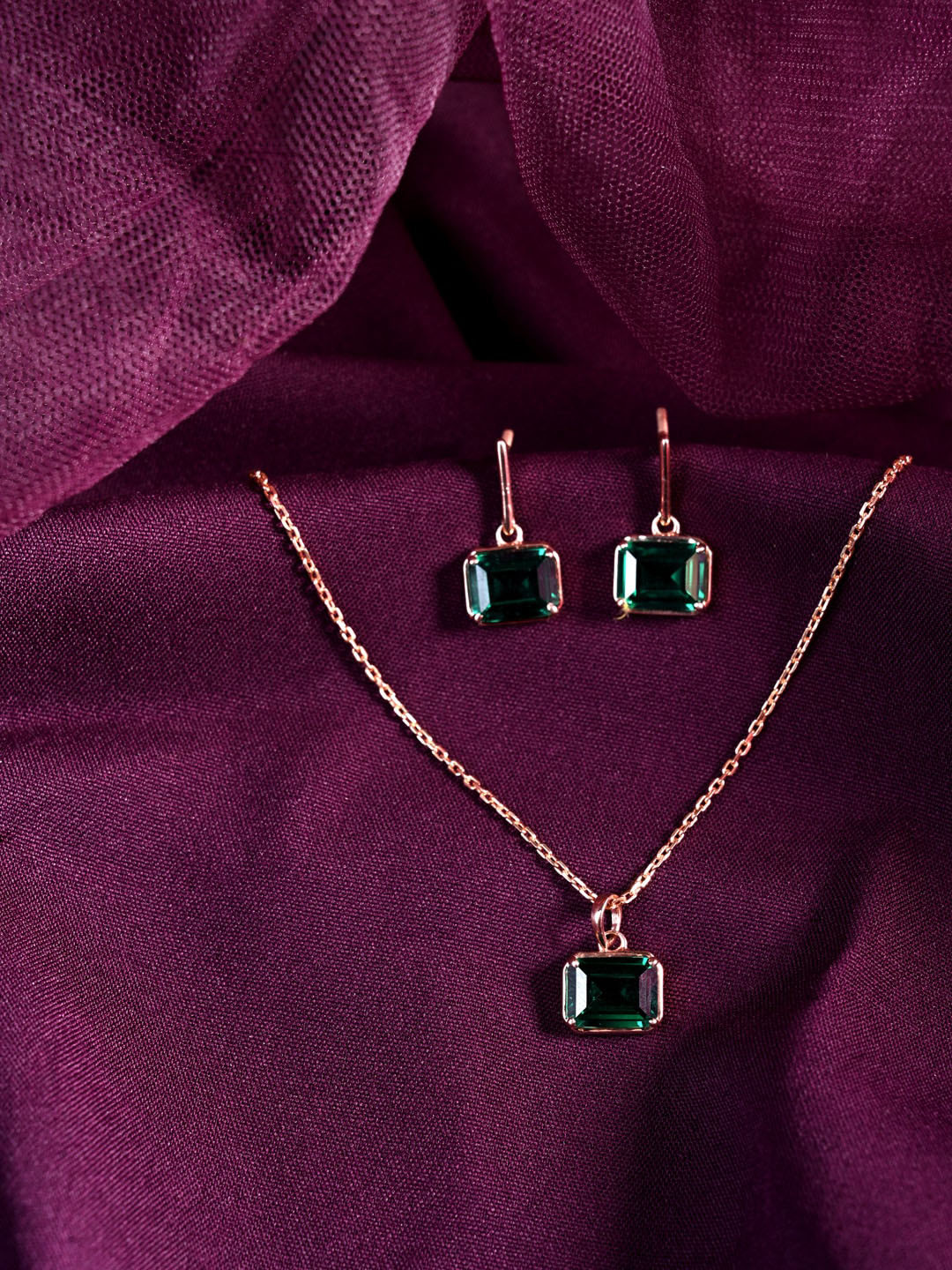 Clara 925 Sterling Silver Rose Gold-plated CZ-studded Jewellery Set