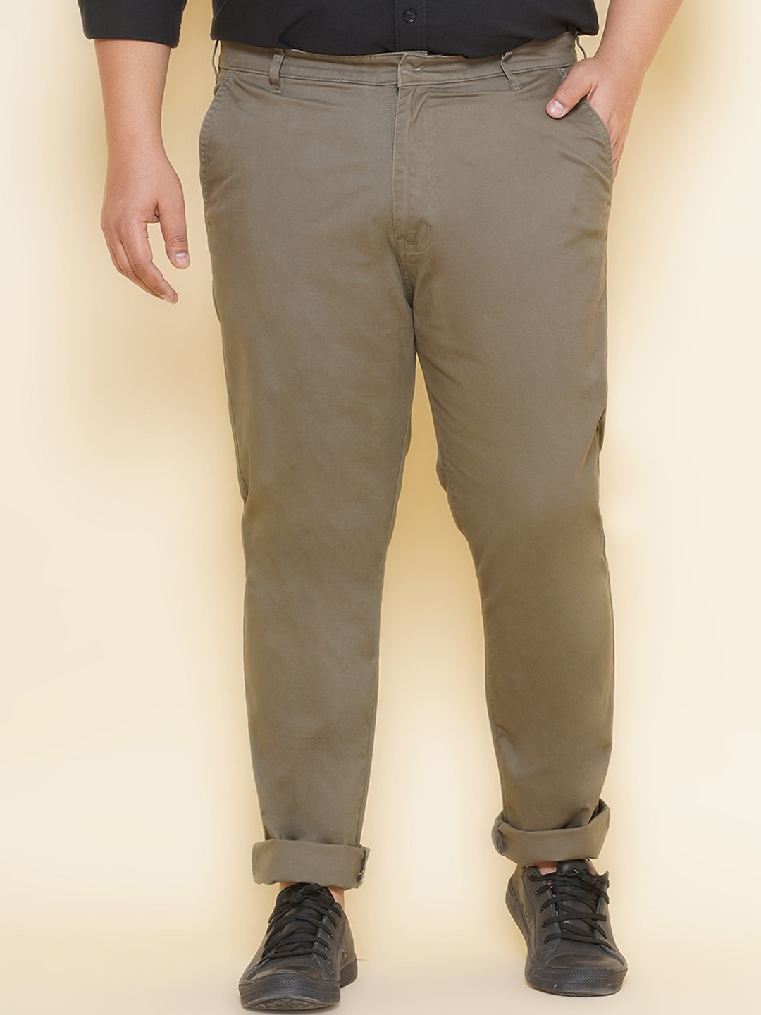 John Pride Men Plus Size Classic Mid Rise Easy Wash Stretchable Chinos