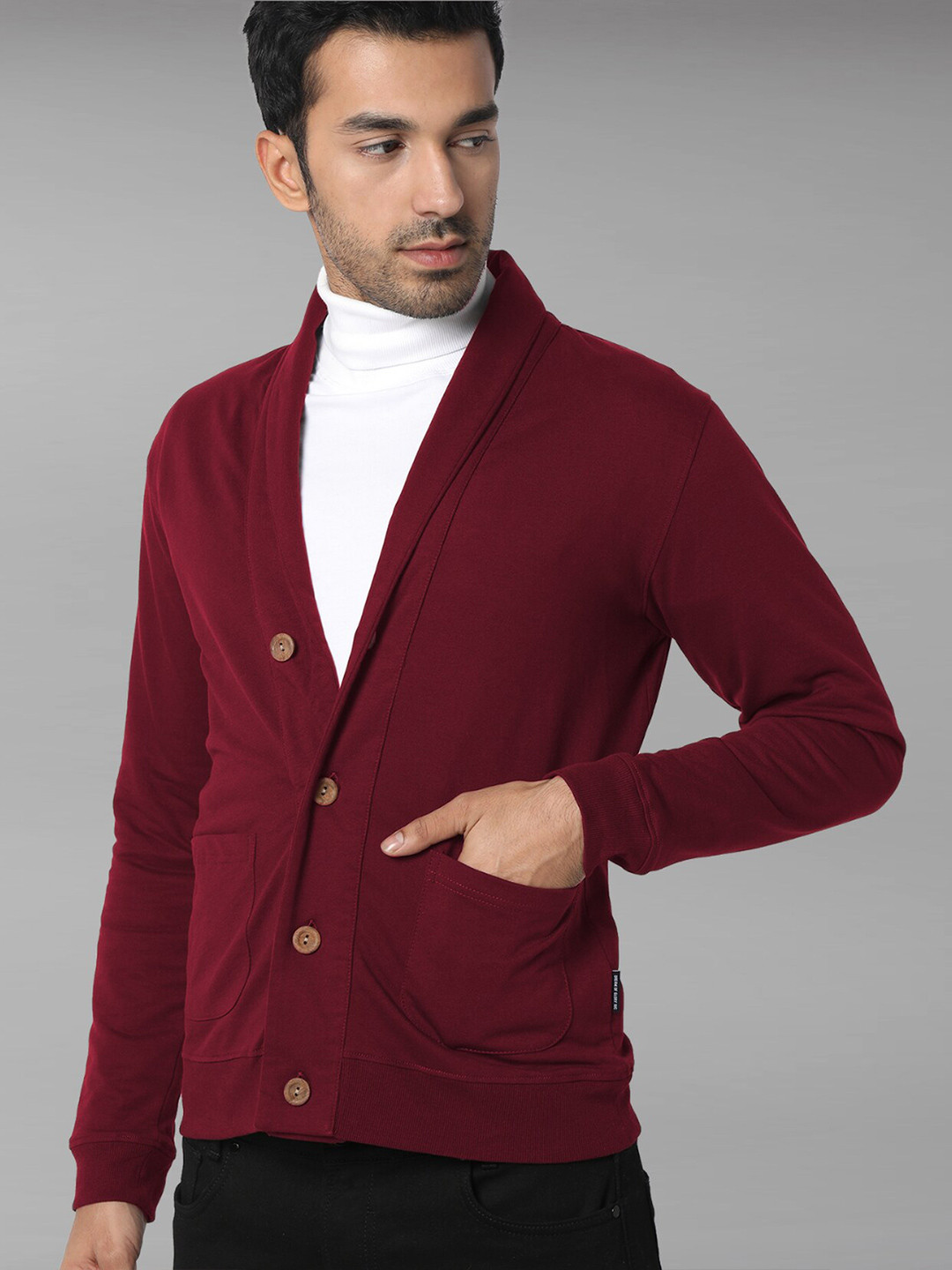 Dream of Glory Inc Mock Collar Cotton Front-Open Sweatshirt