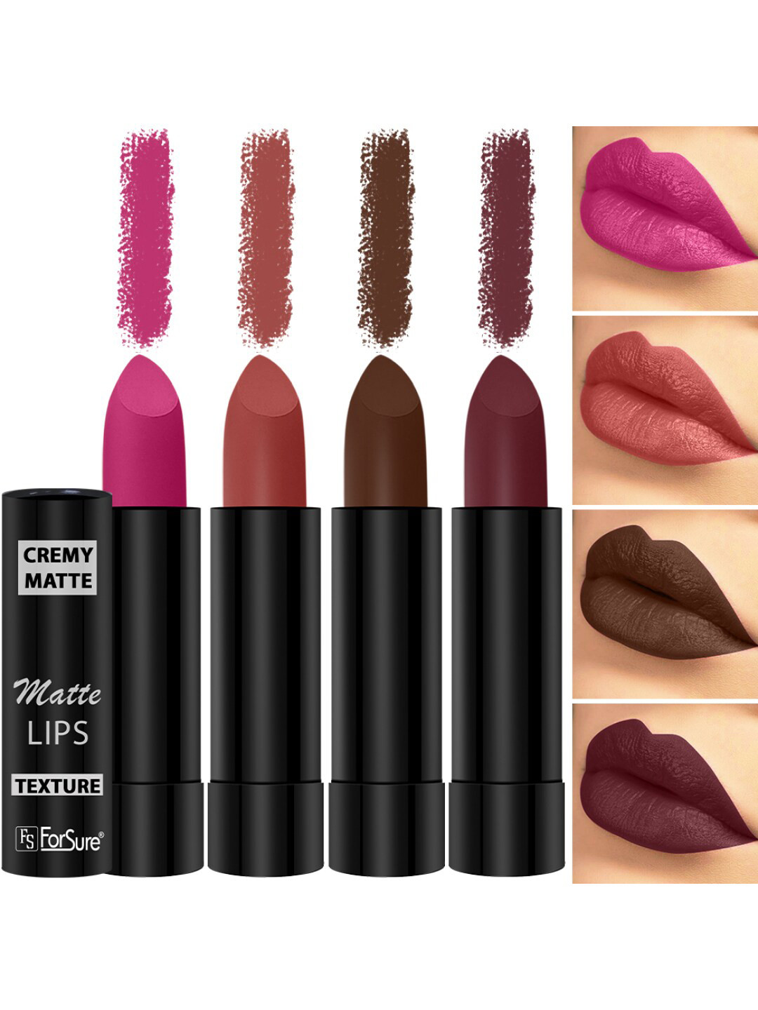 ForSure Set Of 4 Cremy Matte Long Lasting & Lightweight Lipstick - Shades 67-71-73-95