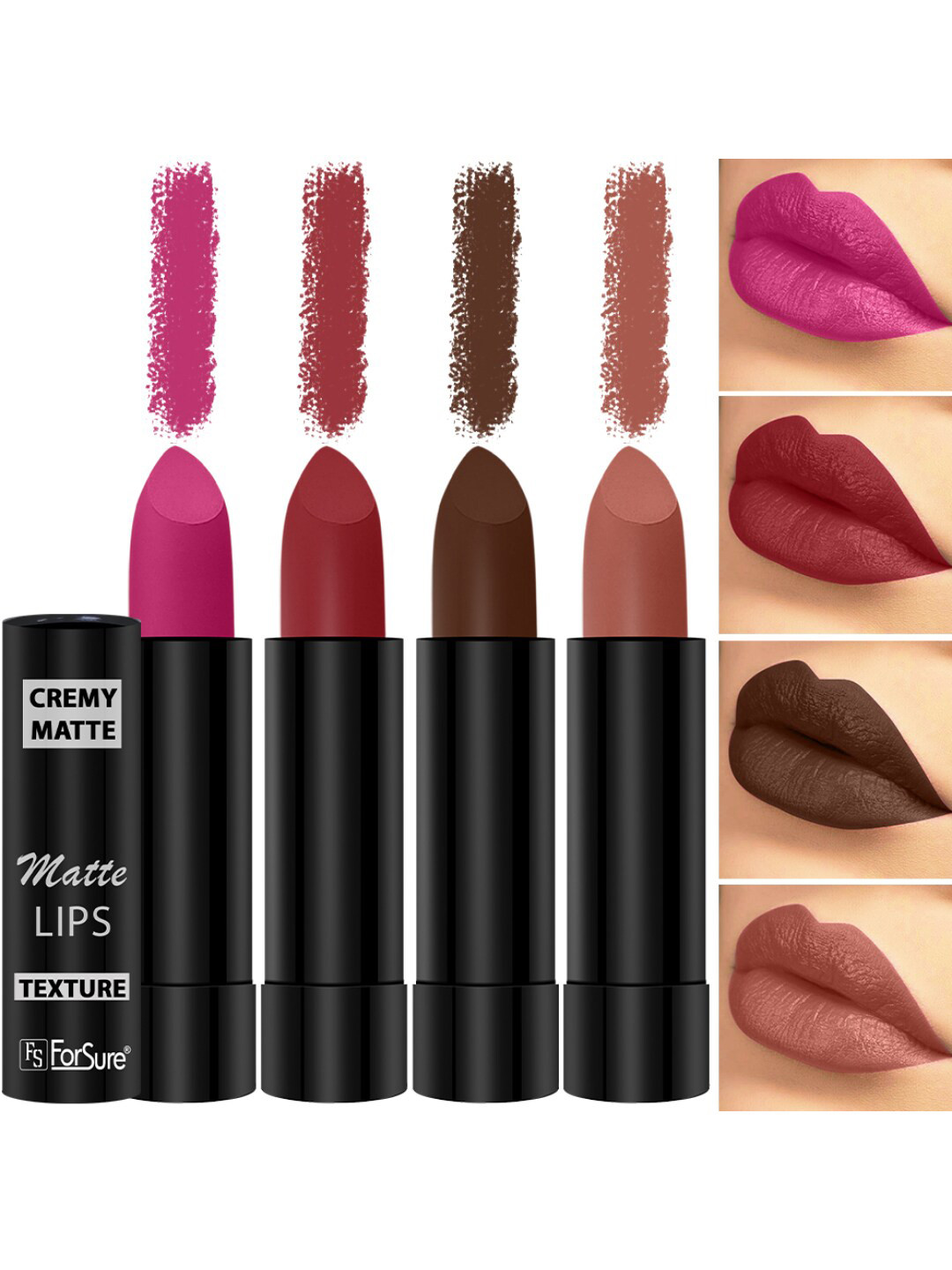 ForSure Set of 4 Cremy Matte Long Lasting & Lightweight Lipstick - Shades 62-67-71-86