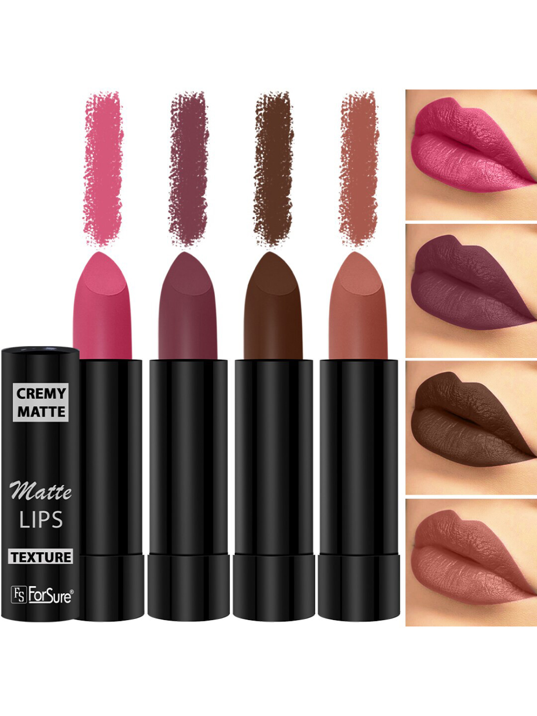 ForSure Set of 4 Cremy Matte Long Lasting & Lightweight Lipstick - Shades 60-62-67-96