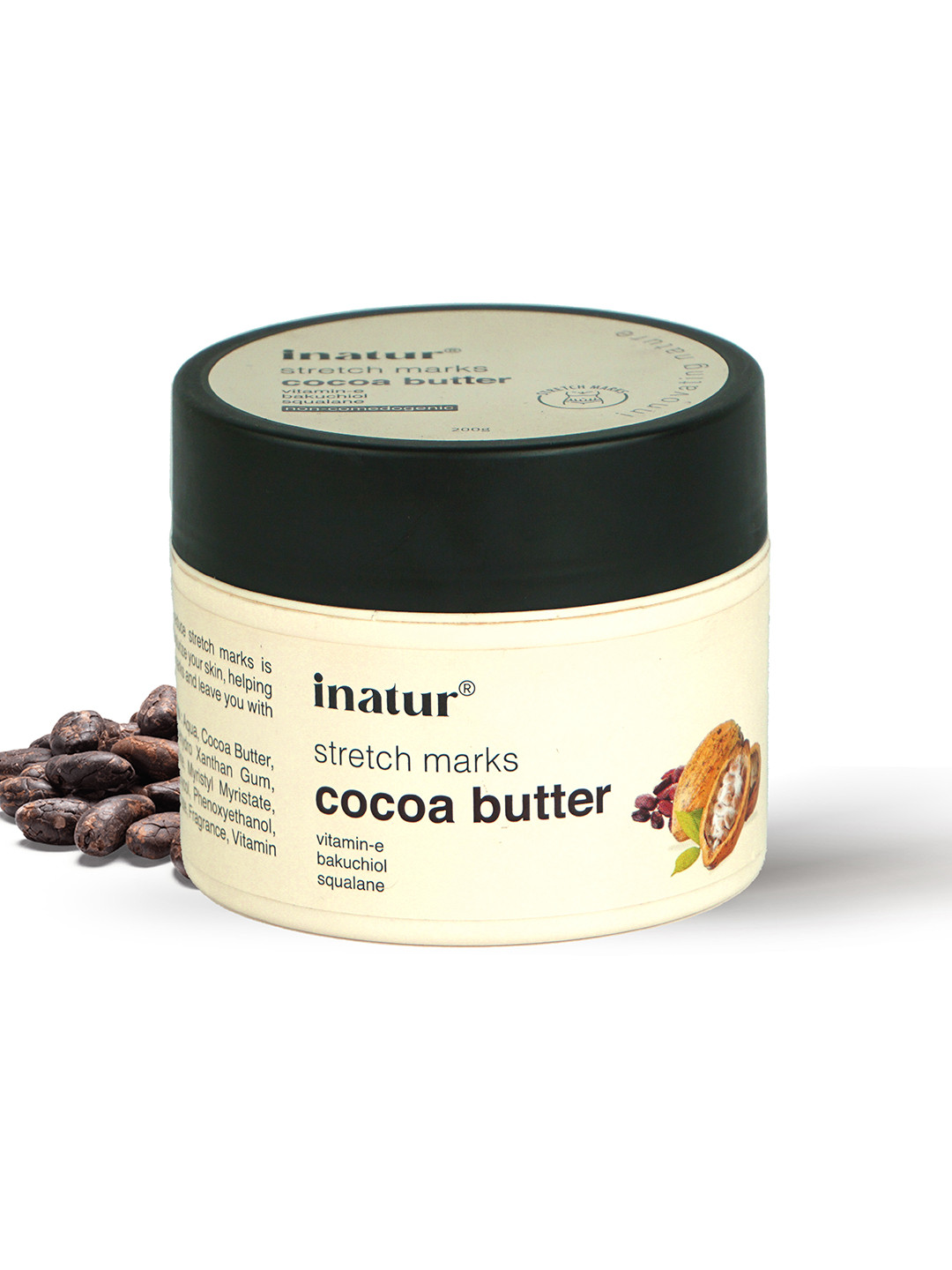 Inatur Stretch Marks Cocoa Butter For Dry Skin With Vitamin E & Bakuchiol - 200g