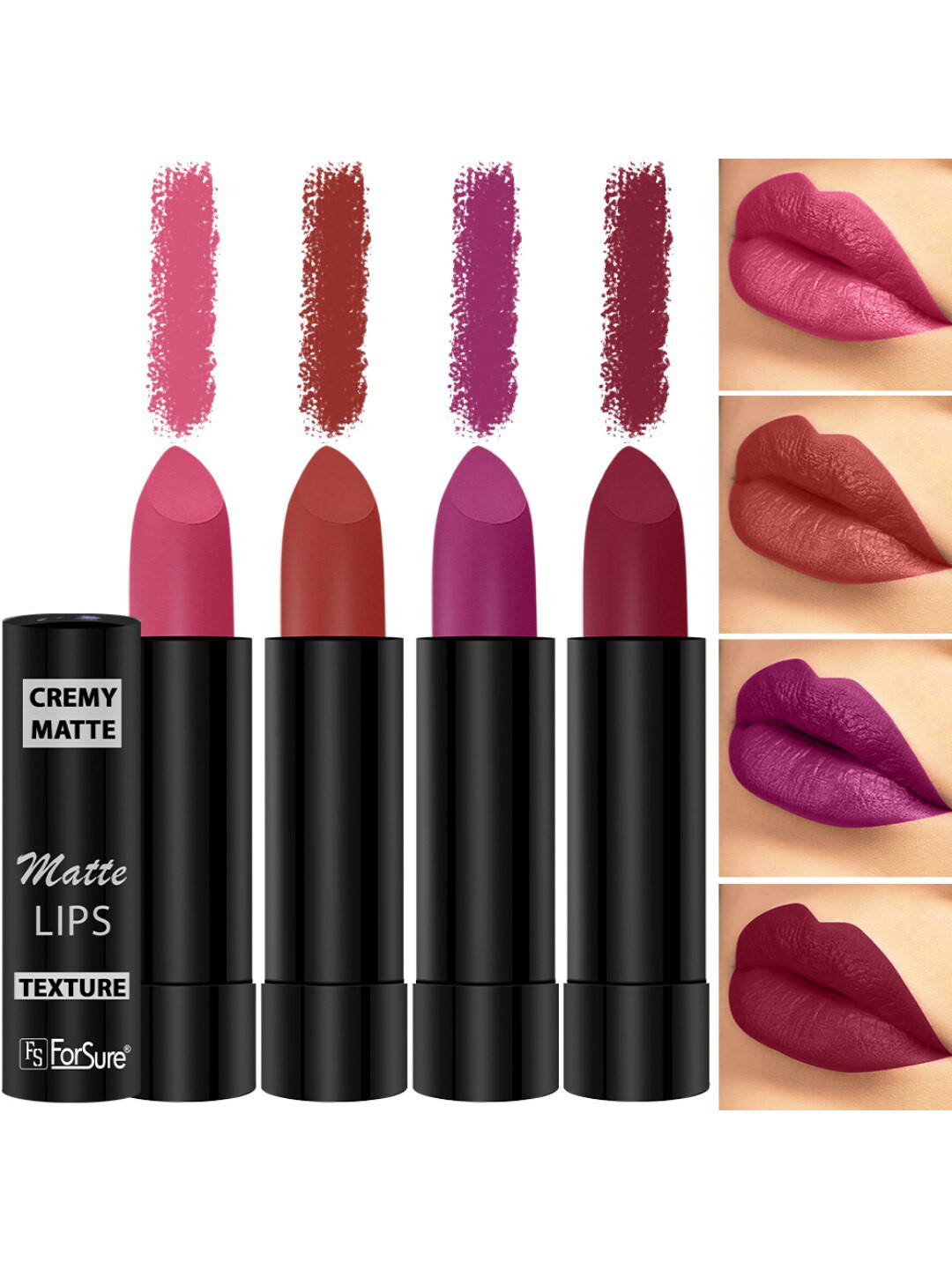 ForSure Set Of 4 Cremy Matte Long Lasting & Lightweight Lipstick - Shades 52-55-58-87