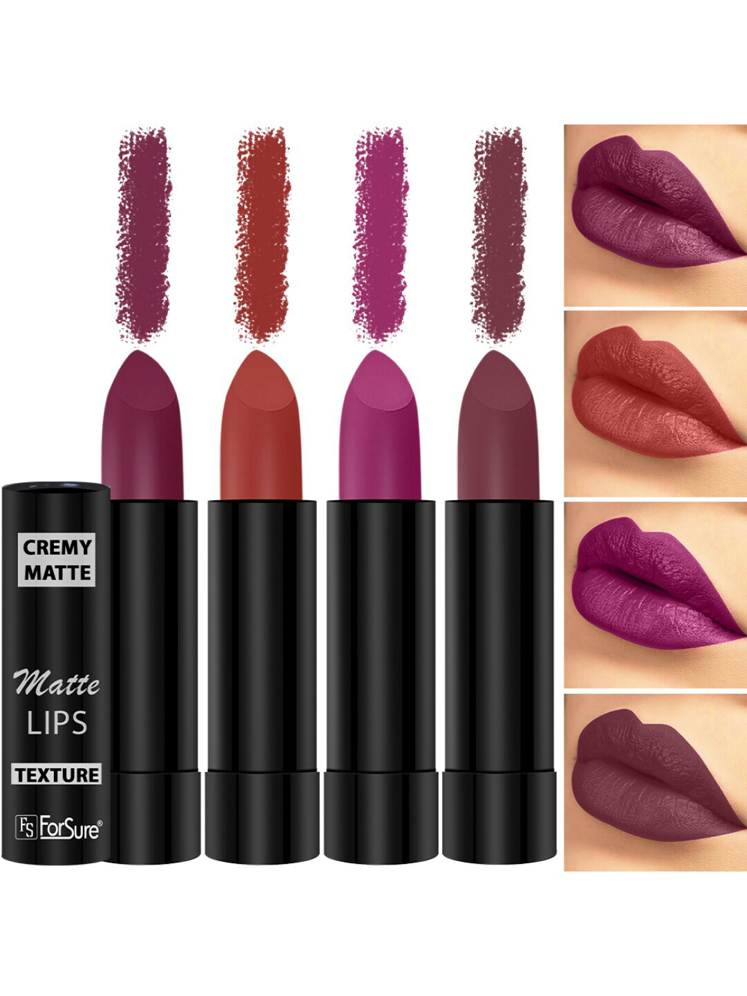 ForSure Set Of 4 Cremy Matte Long Lasting & Lightweight Lipstick - Shades 52-55-58-96