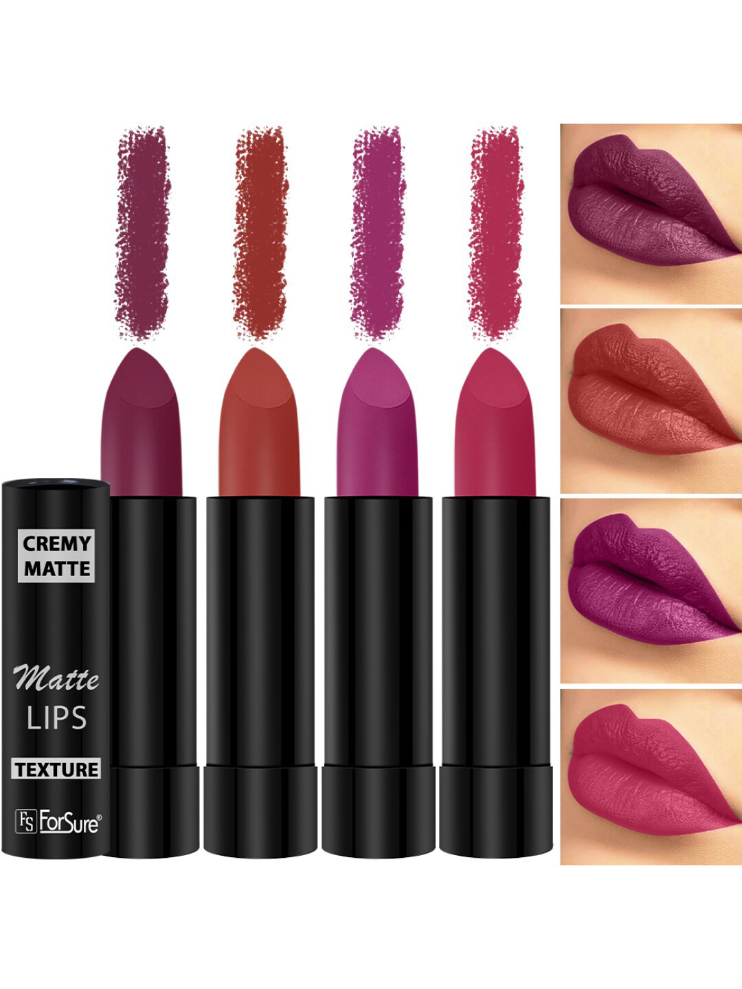 ForSure Set of 4 Cremy Matte Long Lasting & Lightweight Lipstick - Shades 52-55-58-92