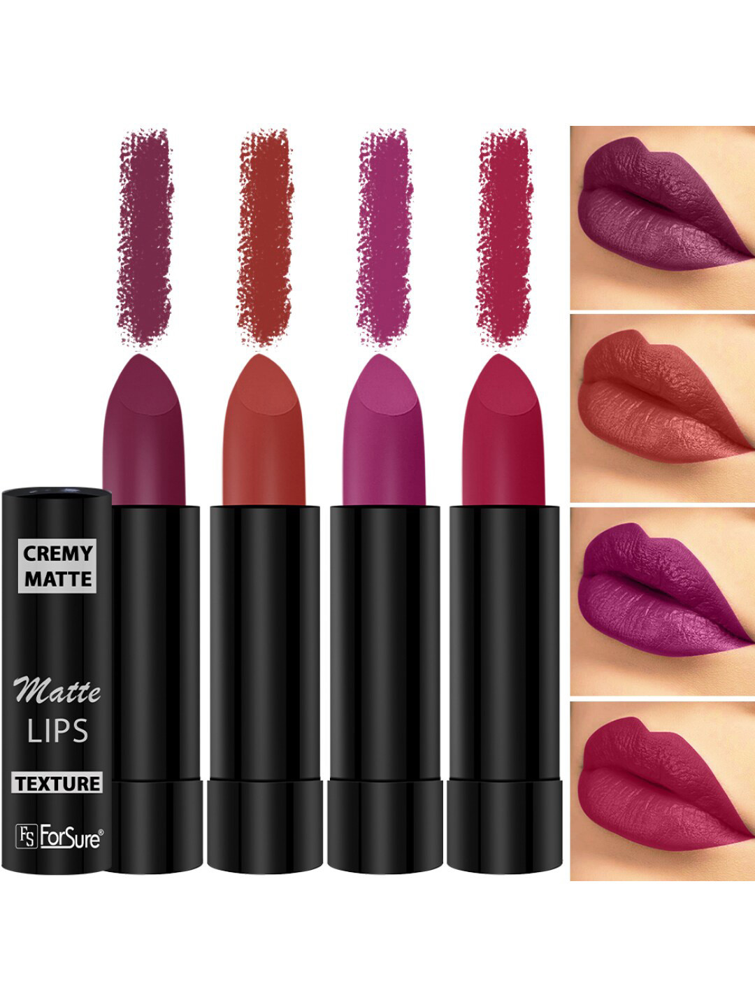 ForSure Set of 4 Cremy Matte Long Lasting & Lightweight Lipstick - Shades 52-55-58-84