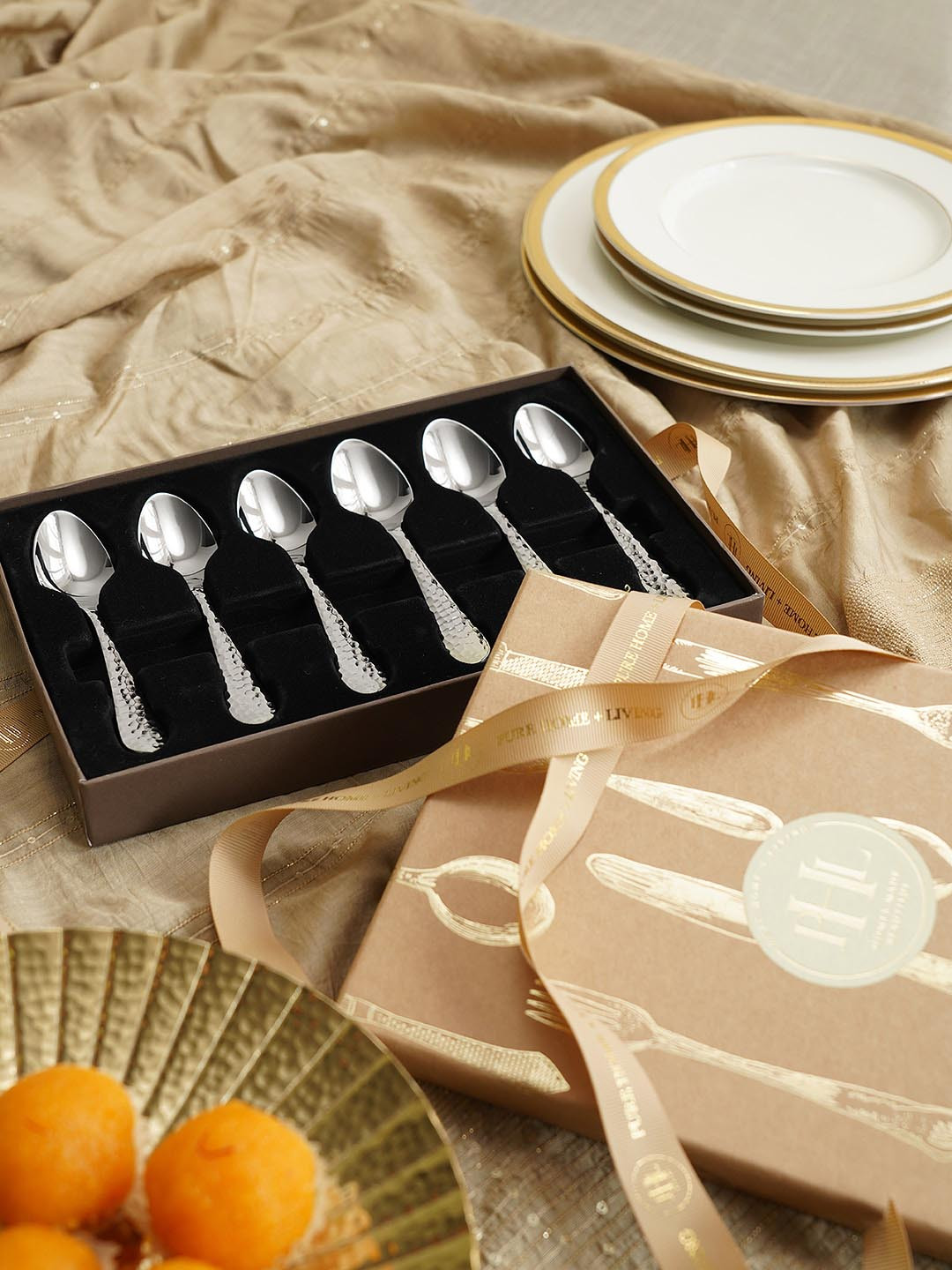 Pure Home and Living Grey 6-Pieces Stainless Steel Tea Spoons Cutlery Set