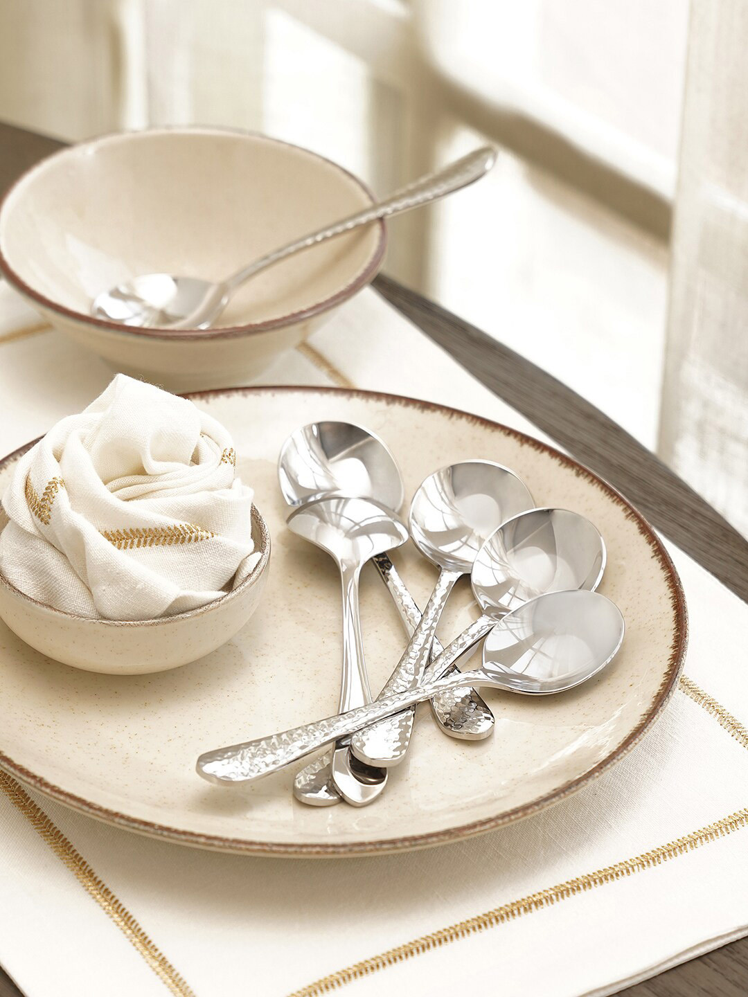 Pure Home and Living Grey 6-Pieces Stainless Steel Soup Spoons