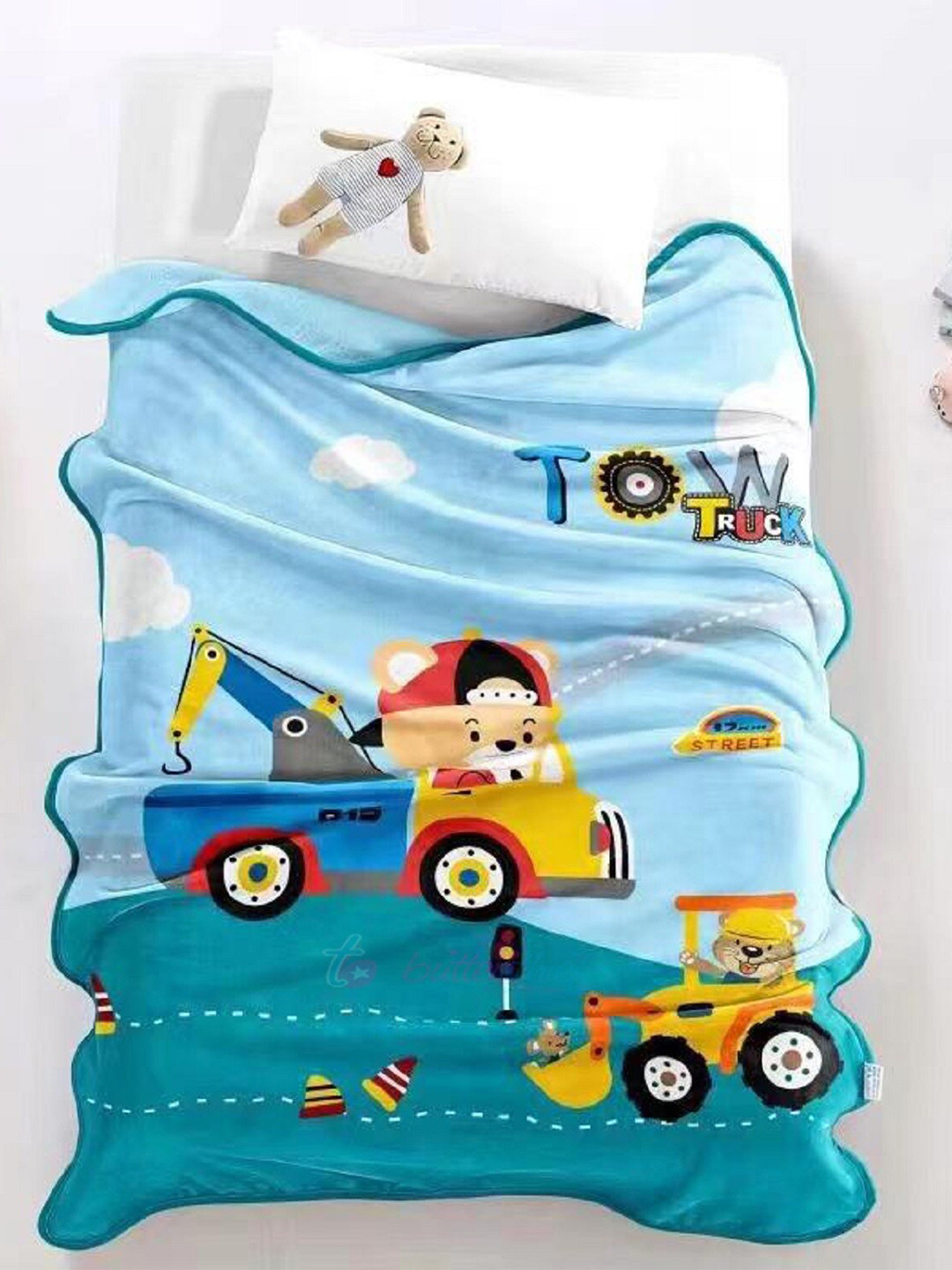 Butterthief Blue & Red Cartoon Characters Fleece AC Room Single Bed Blanket