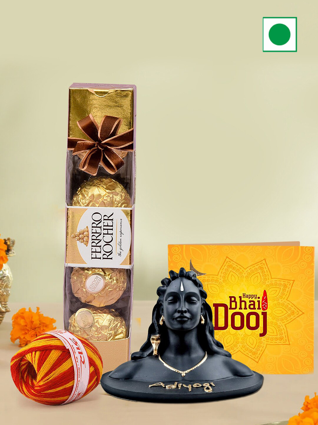 TIED RIBBONS Chocolates Adiyogi Idol Card Kalawa Roli Chawal Bhai Dooj Gift