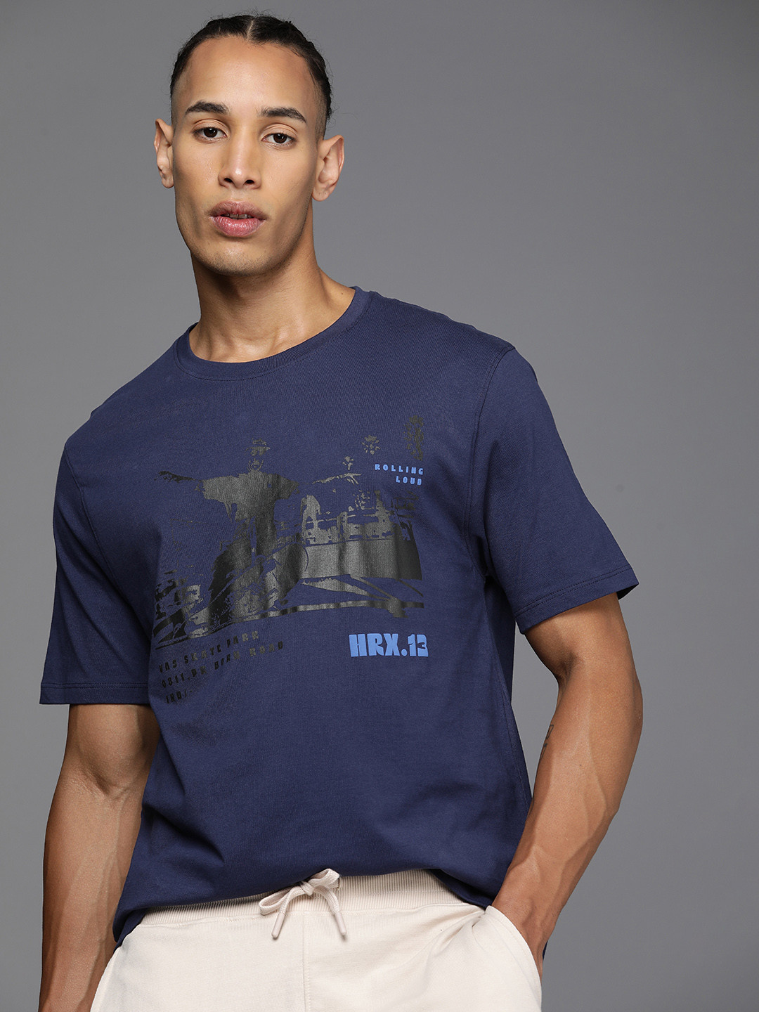 HRX by Hrithik Roshan ATHFLOW Printed Pure Cotton Relaxed Fit T-shirt