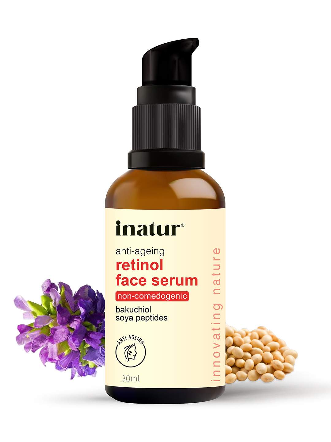 Inatur Anti-Ageing Retinol Face Serum With Soya Peptides - 30ml