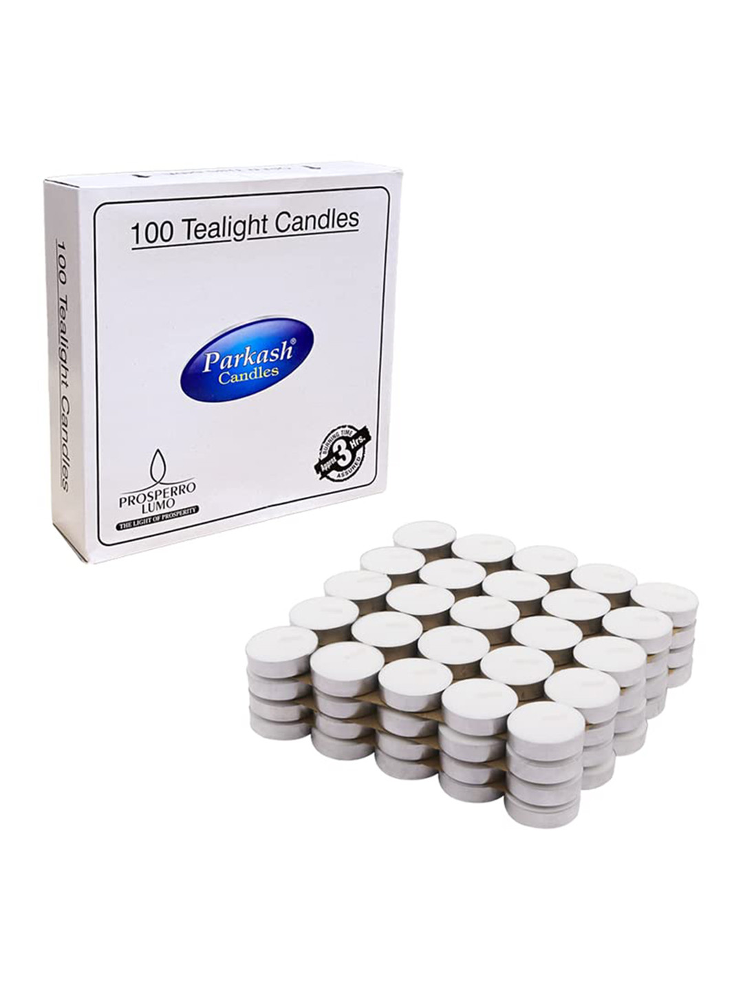 Parkash Candles White & Blue 100 Pieces Tealight Candles