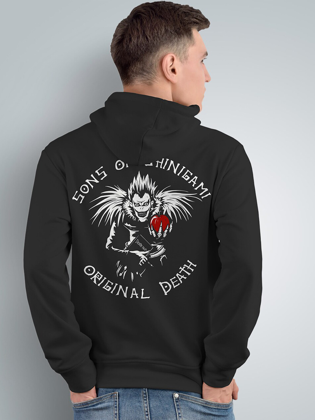 Crazymonk Printed Anime Son Of Shinigami Hooded Cotton Sweatshirt