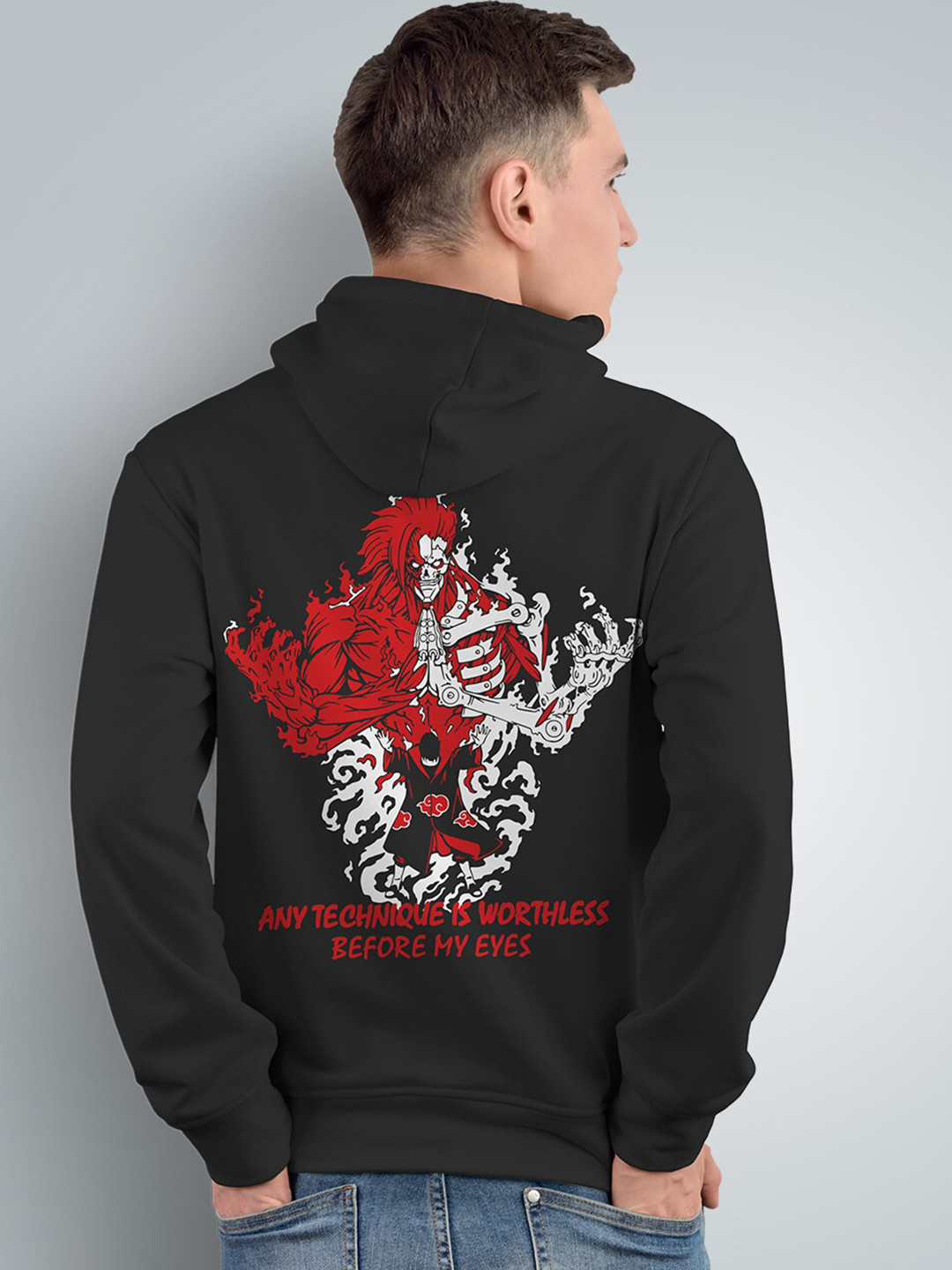 Crazymonk Itachi Printed Anime Hooded Cotton Sweatshirt