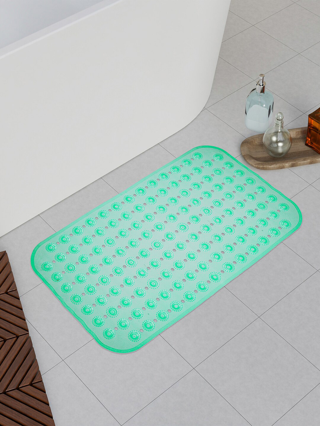Kuber Industries Green PVC Anti-Skid Bathroom Mat