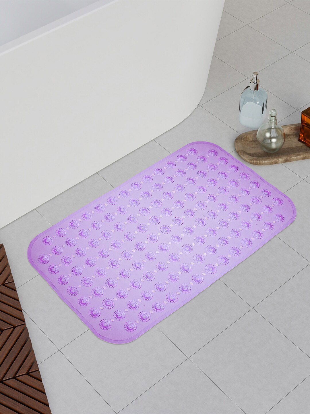 Kuber Industries Purple 2 Pieces Anti Skid Bath Shower Mats With Drain Holes