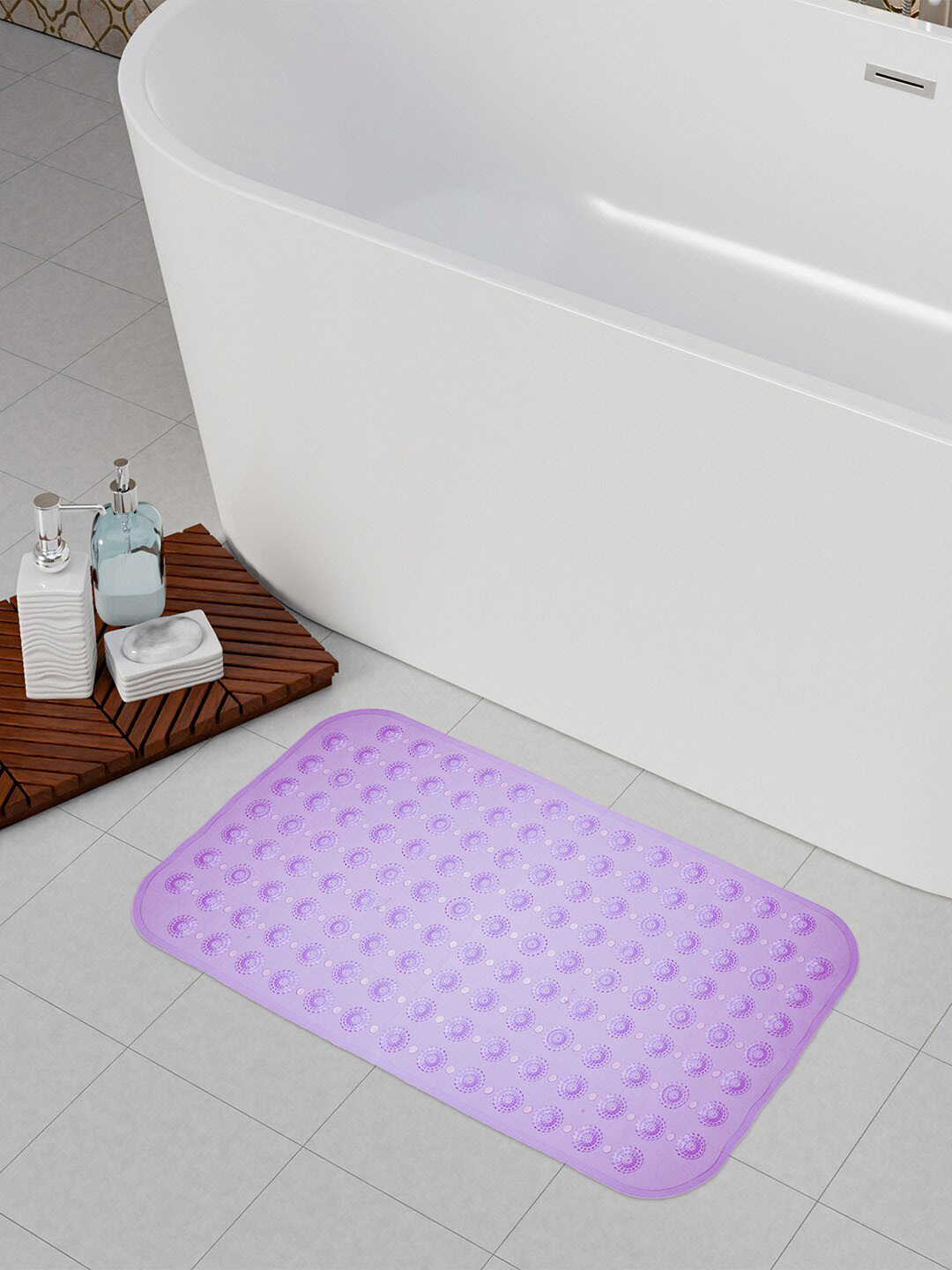 Kuber Industries Purple Anti Skid Bath Shower Mat With Drain Holes