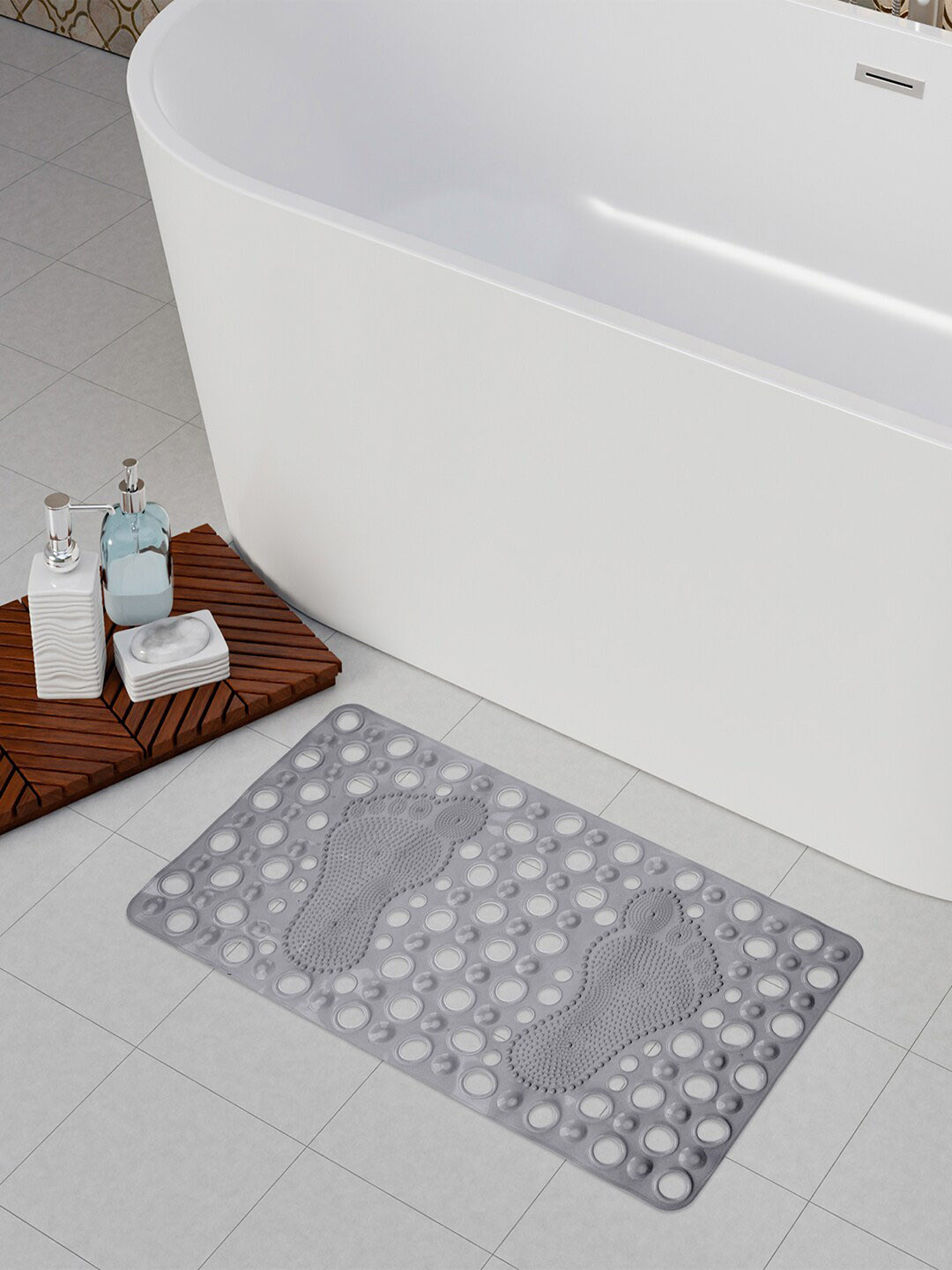 Kuber Industries Grey Anti Skid PVC Bath Shower Mat With Drain Holes