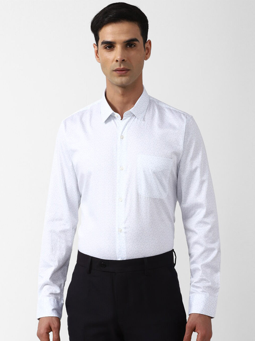 Peter England Slim Fit Micro Or Ditsy Printed Pure Cotton Formal Shirt