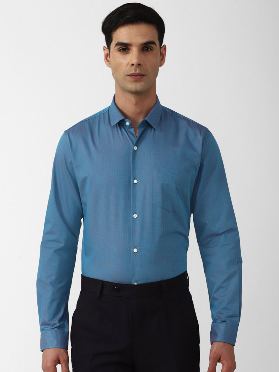 Peter England Slim Fit Micro or Ditsy Printed Formal Shirt