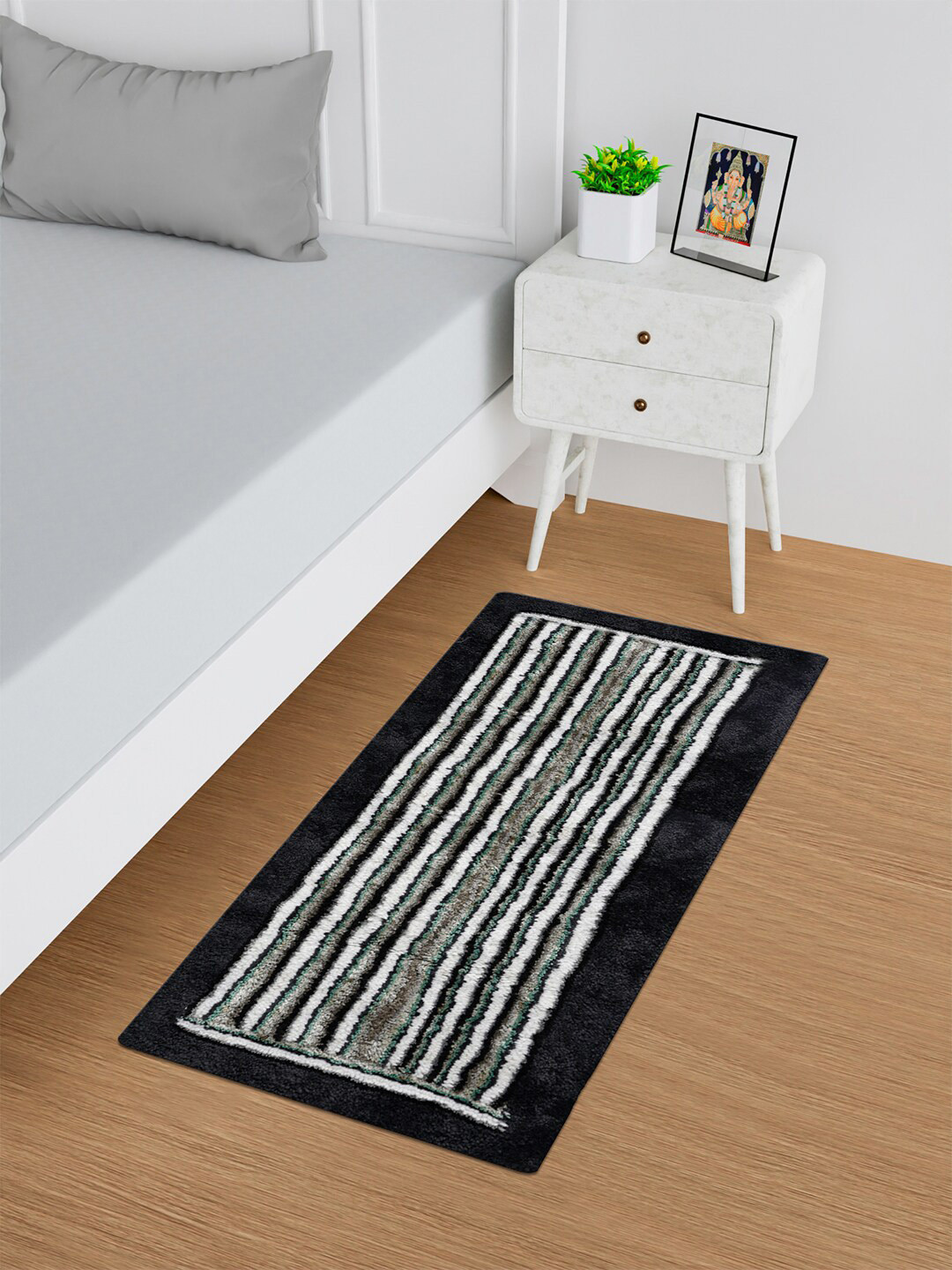 Kuber Industries Blue & White Anti Sid Pure Wool Kitchen Runner