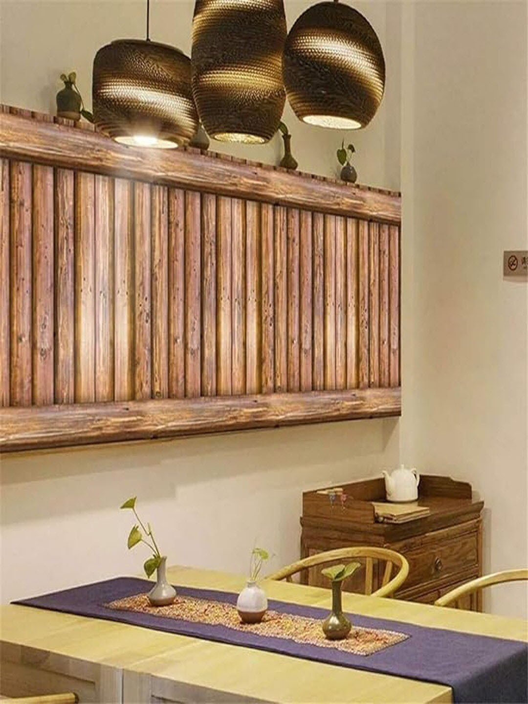 Univocean Brown 3D Bamboo PVC Vinyl Coated Peel & Stick WaterproofWallpaper