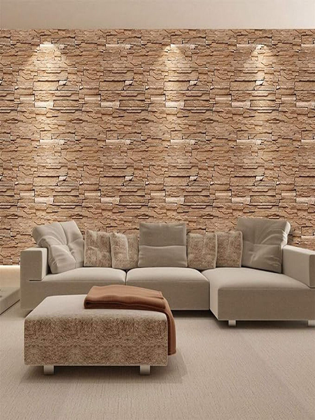 Univocean Brown 3D Pattern PVC Removable Self Adhesive Wallpaper
