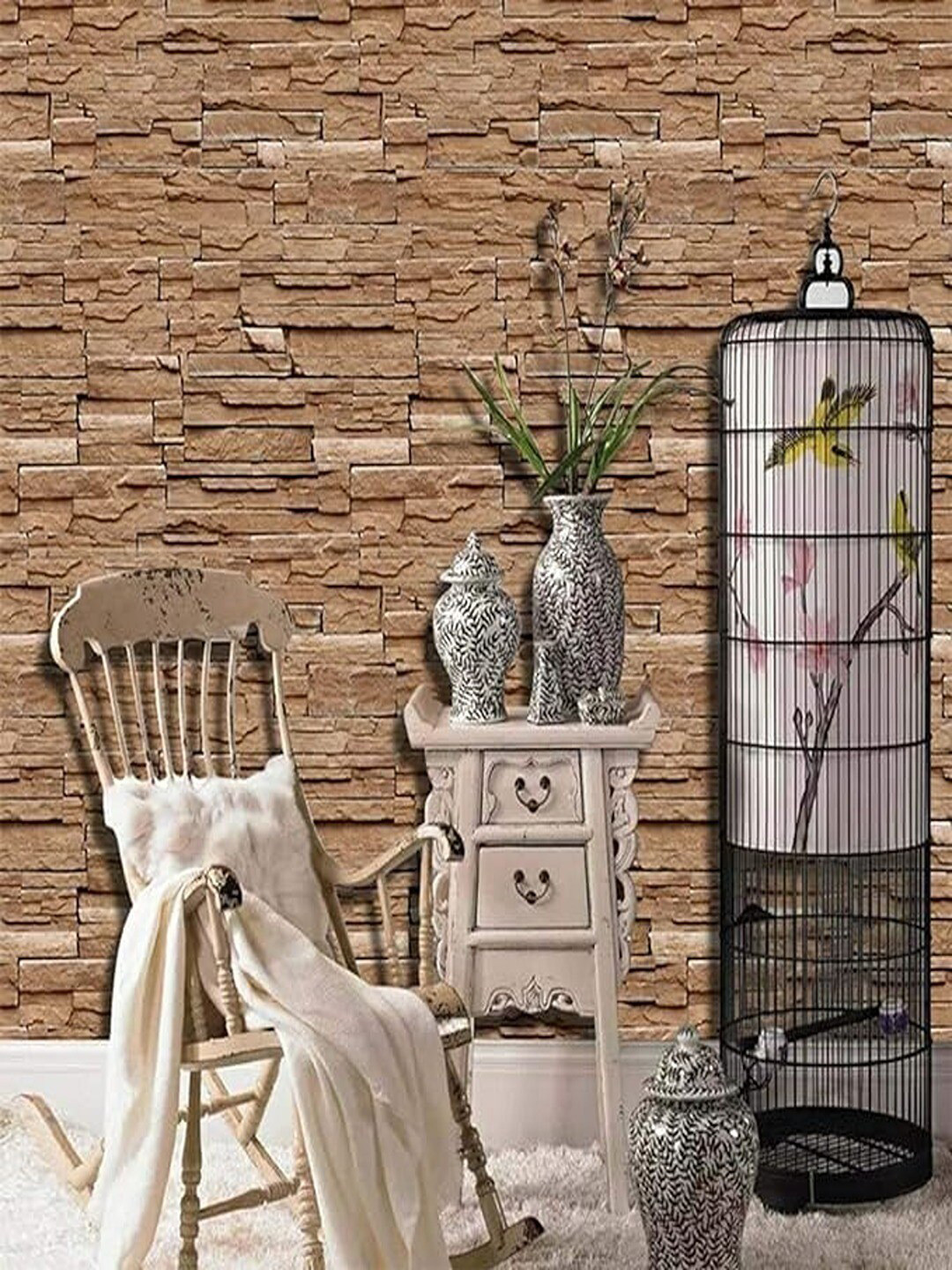 Univocean Brown Self Adhesive Brick Wallpaper