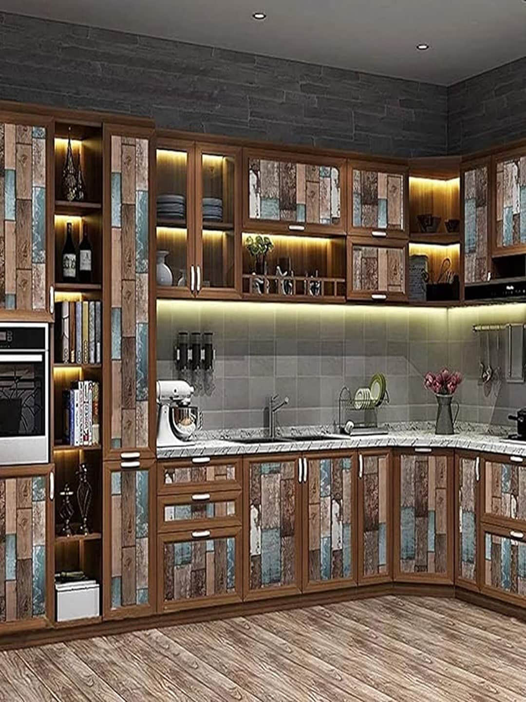 Univocean Brown 3D Wood Design Rustic Peel & Stick 3D Pattern Self Adhesive Wallpaper