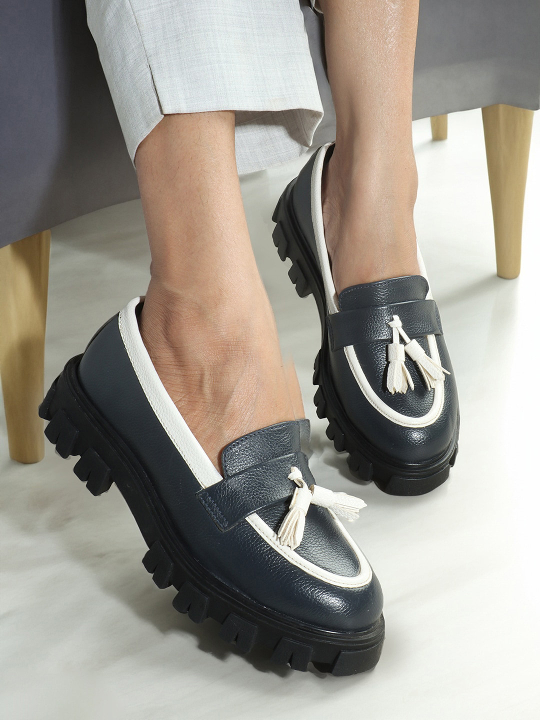 ELLE Women Colourblocked Tasselled Loafers