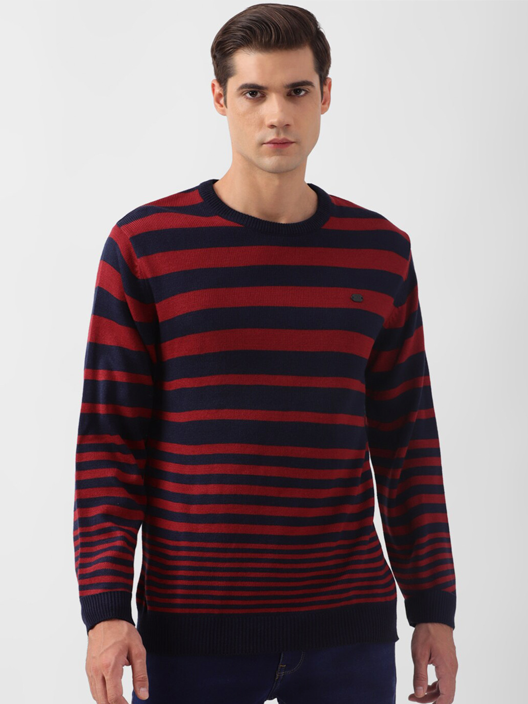 Peter England Casuals Striped Acrylic Pullover Sweaters