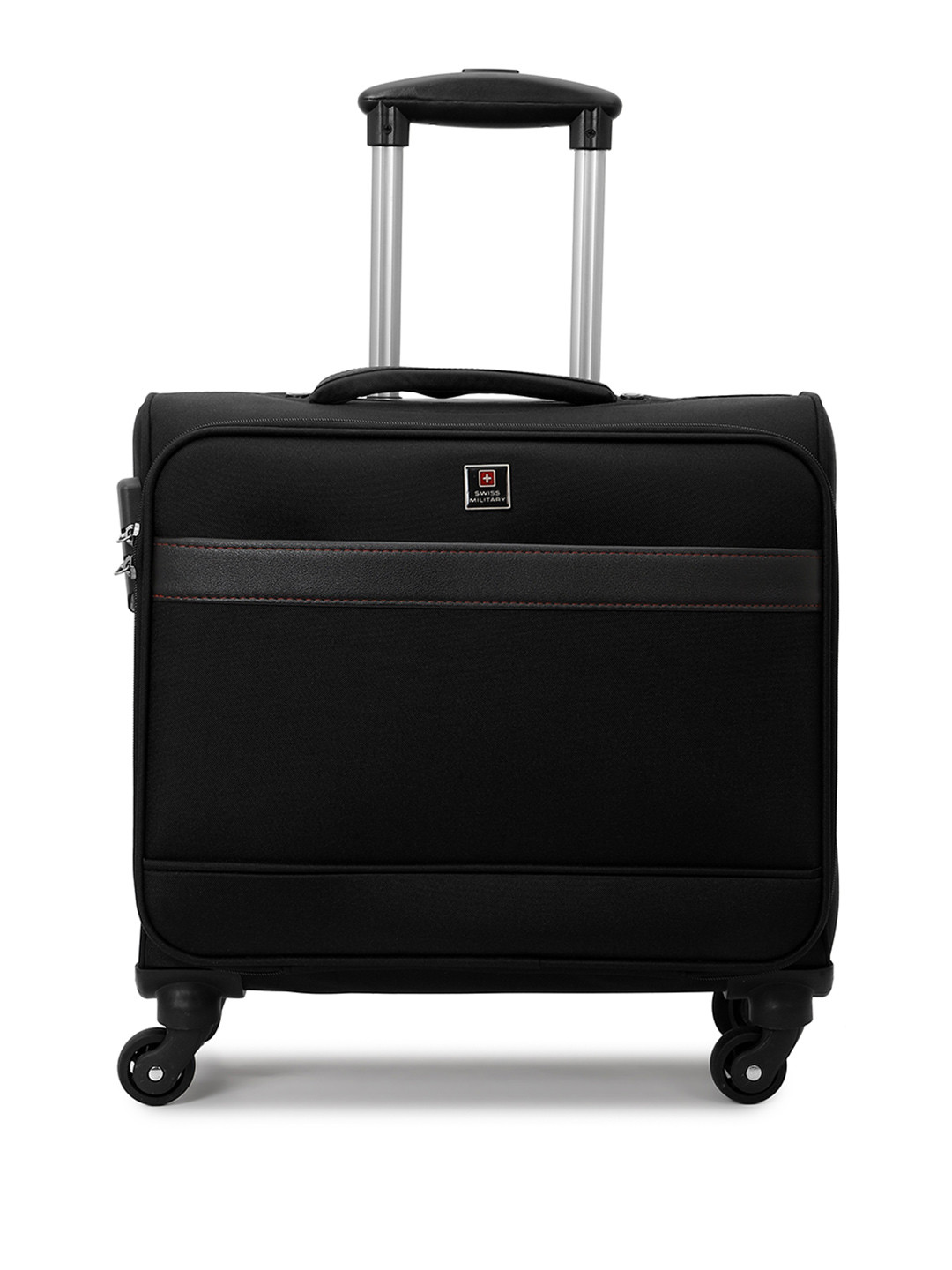 SWISS MILITARY Textured 360 Degree Rotation Soft Sided Overnighter Trolley Bag - 31 L