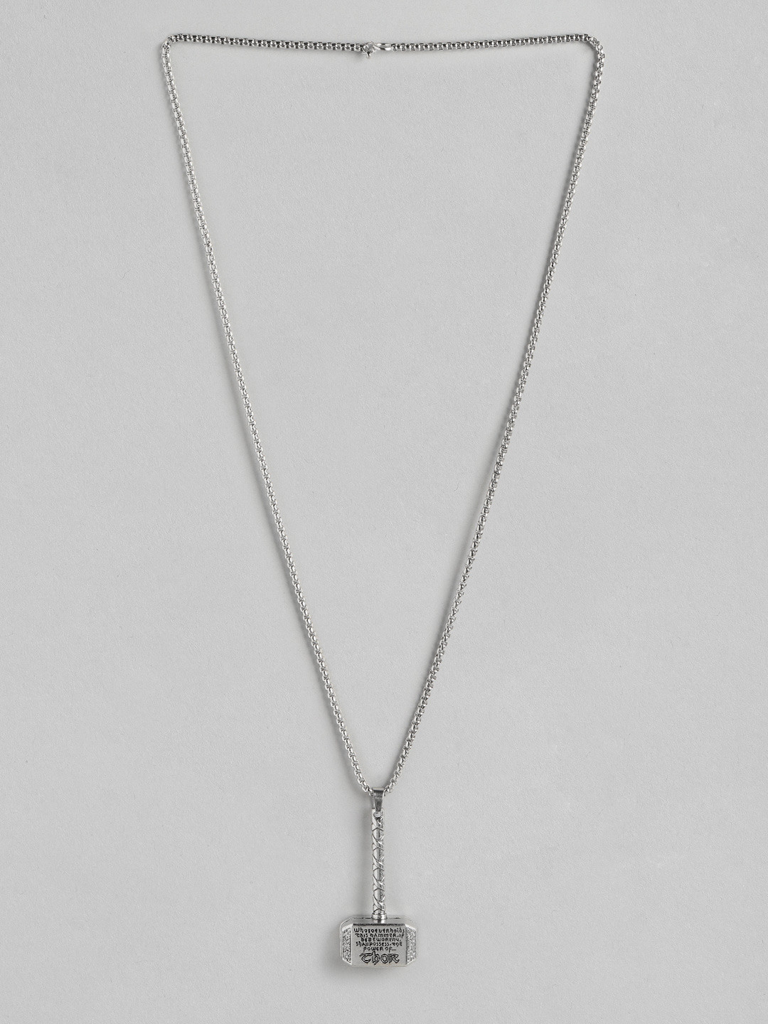 PARIS HAMILTON Rhodium-Plated Thor Hammer Shaped Pendant With Chain