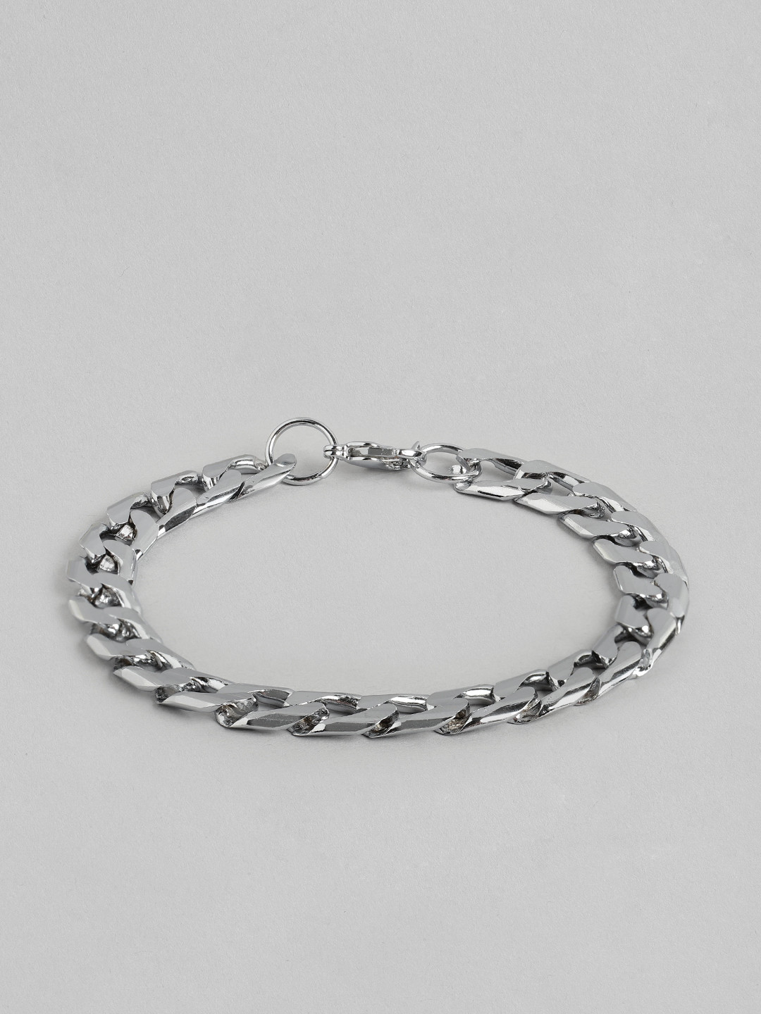 PARIS HAMILTON Men Oxidised Silver-Plated Stainless Steel Link Bracelet