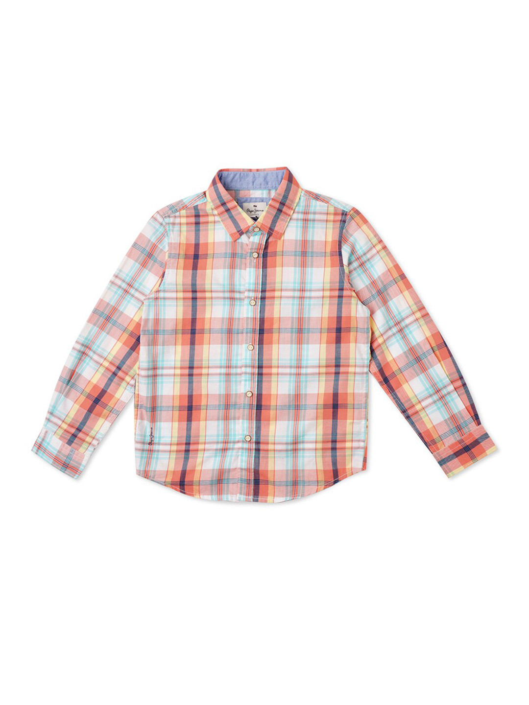 Pepe Jeans Boys Pink Tartan Checked Twill Cotton Casual Shirt