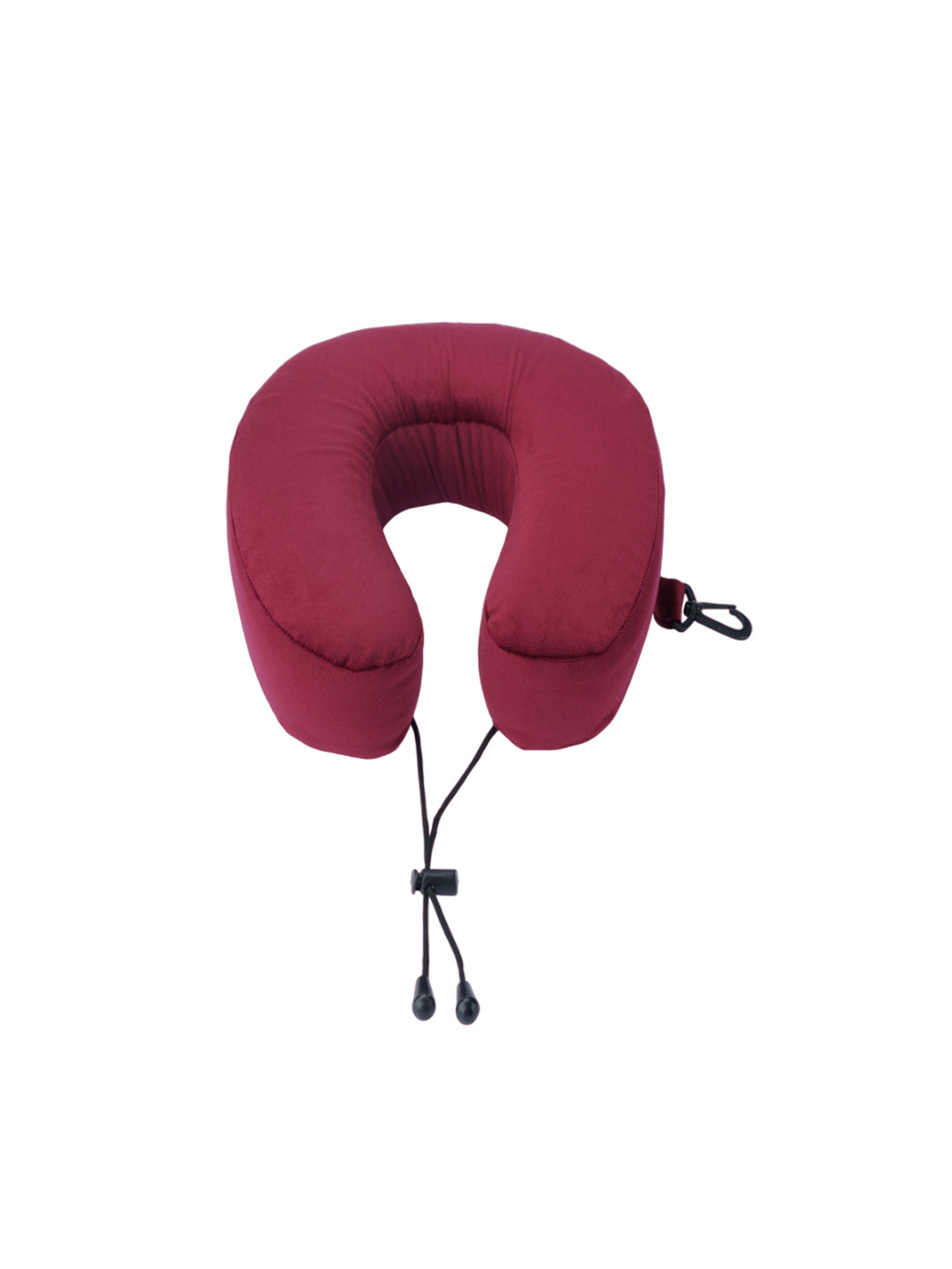 Herryqeal Maroon Solid Faux Velvet Firm Memory Foam Travel Pillow-4 x 10 x 12 cm