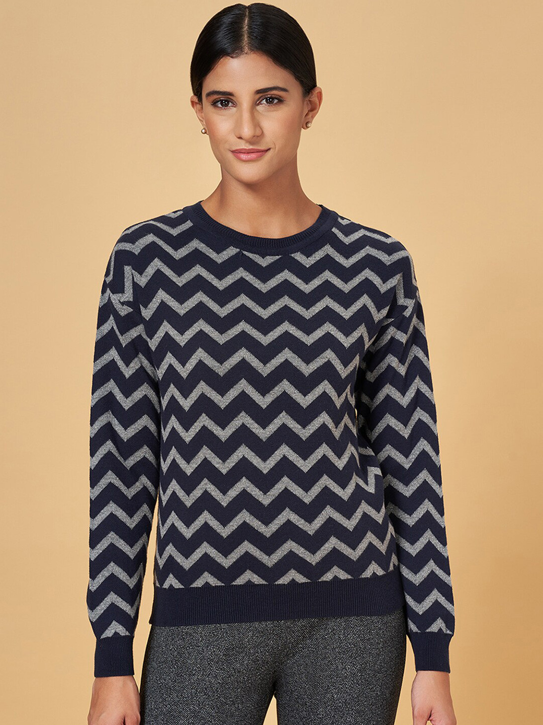 Annabelle by Pantaloons Chevron Printed Round Neck Pullover