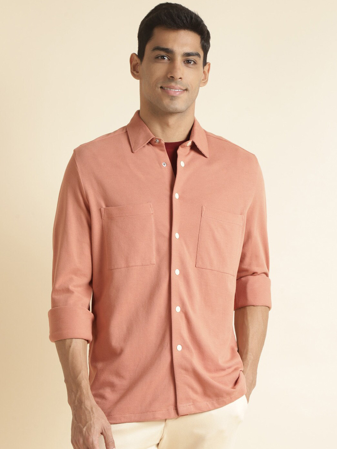 Andamen Orange Premium Fit Cotton Opaque Casual Shirt