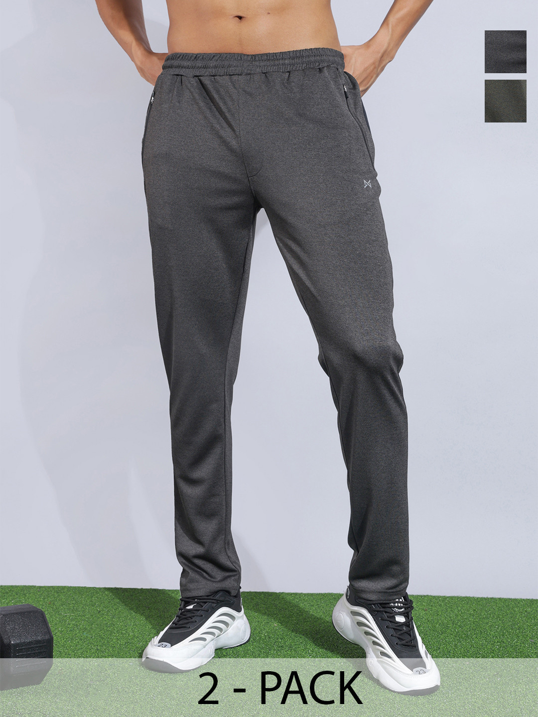Force NXT Men Microfiber Anti Viral Anti Odour Cool Pack Of 2 Sports Track Pant