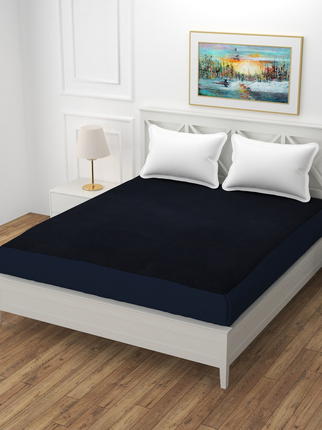 MORADO Navy Blue Terry Breathable Mattress Protector