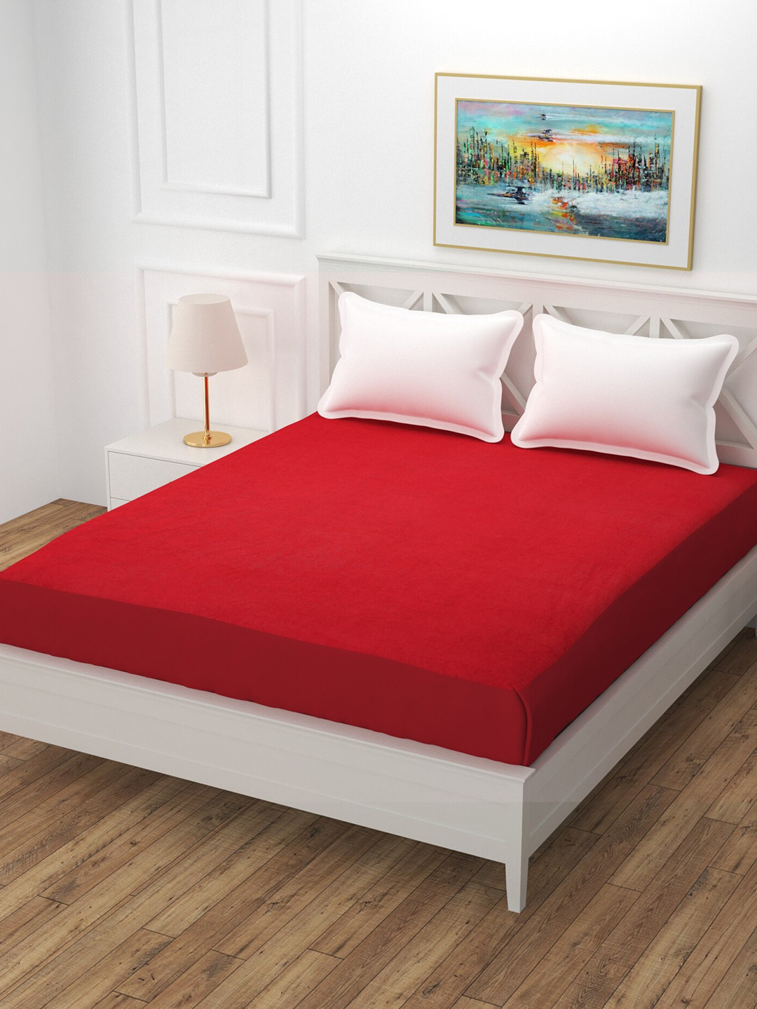 MORADO Red Terry Double Queen Size Mattress Protector