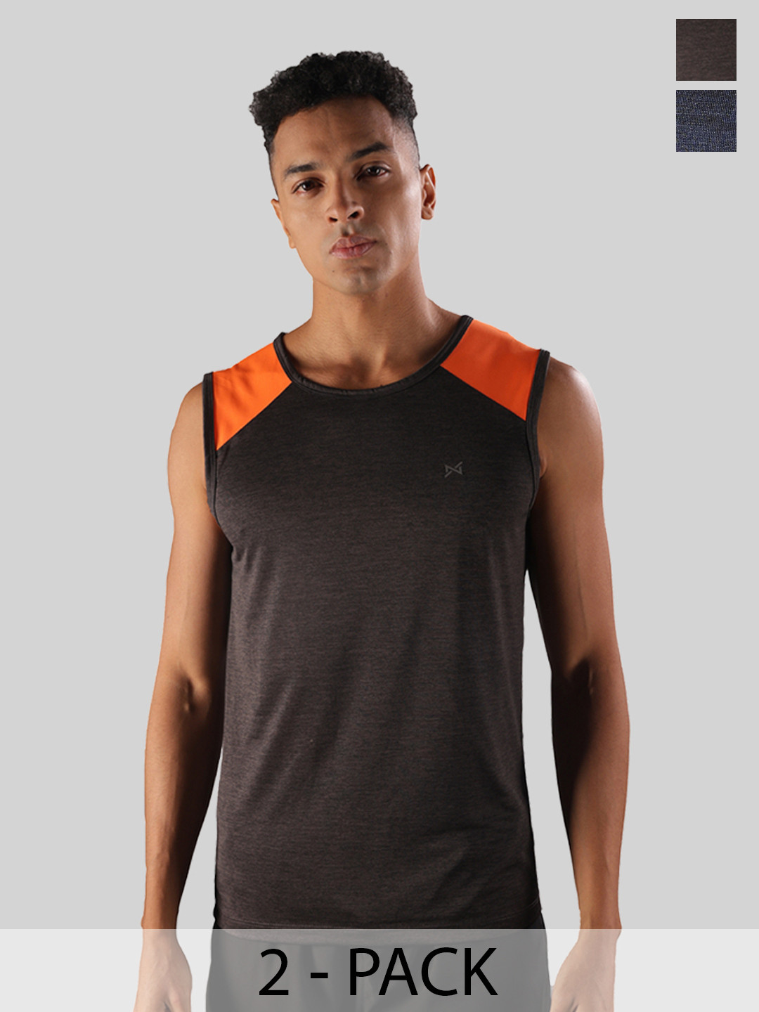 Force NXT Men Microfiber Anti Viral Anti Odour Cool Pack Of 2 Sports Muscle T-Shirt