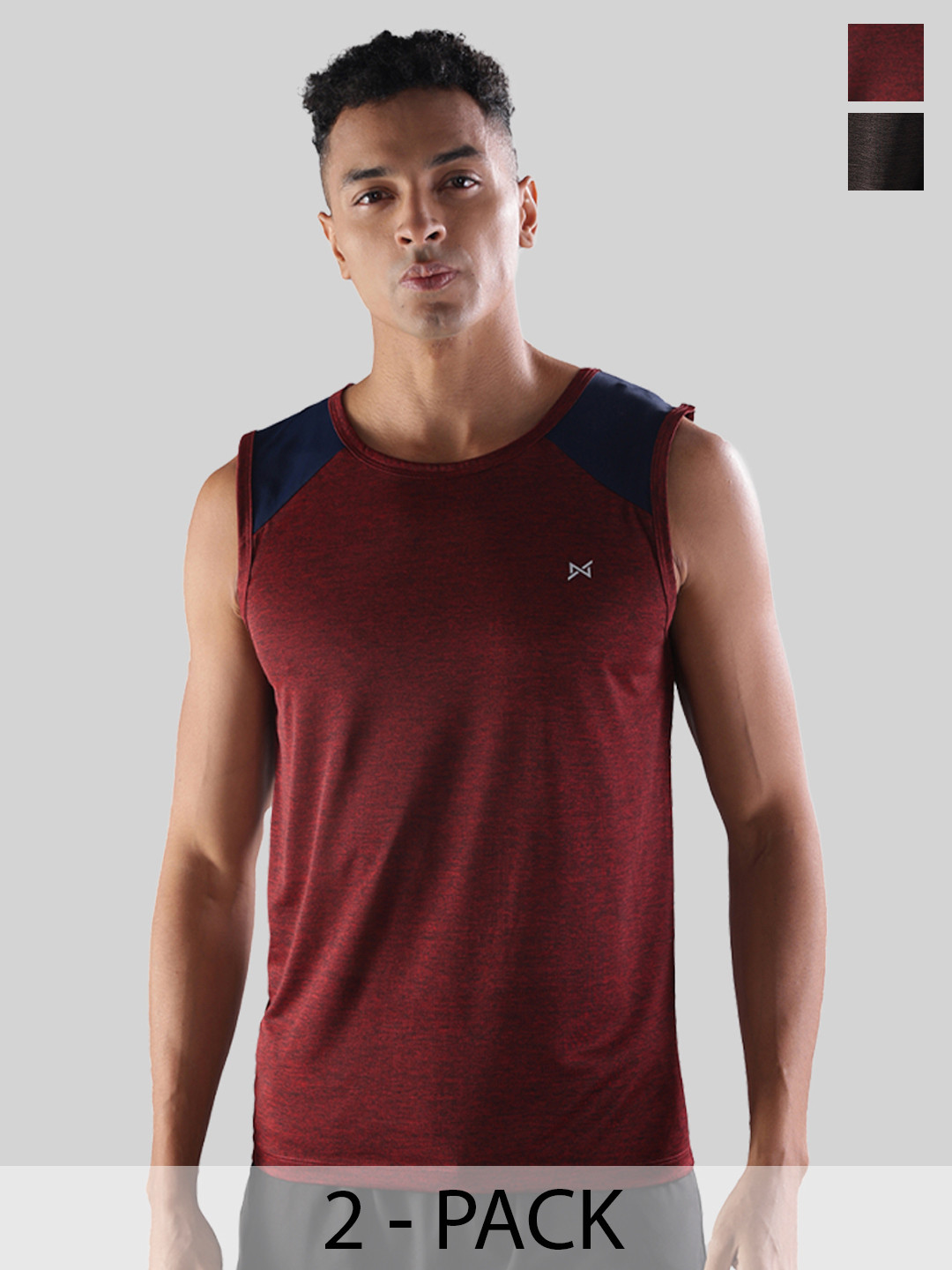 Force NXT Men Microfiber Anti Viral Anti Odour Cool Pack Of 2 Sports Muscle T-Shirt