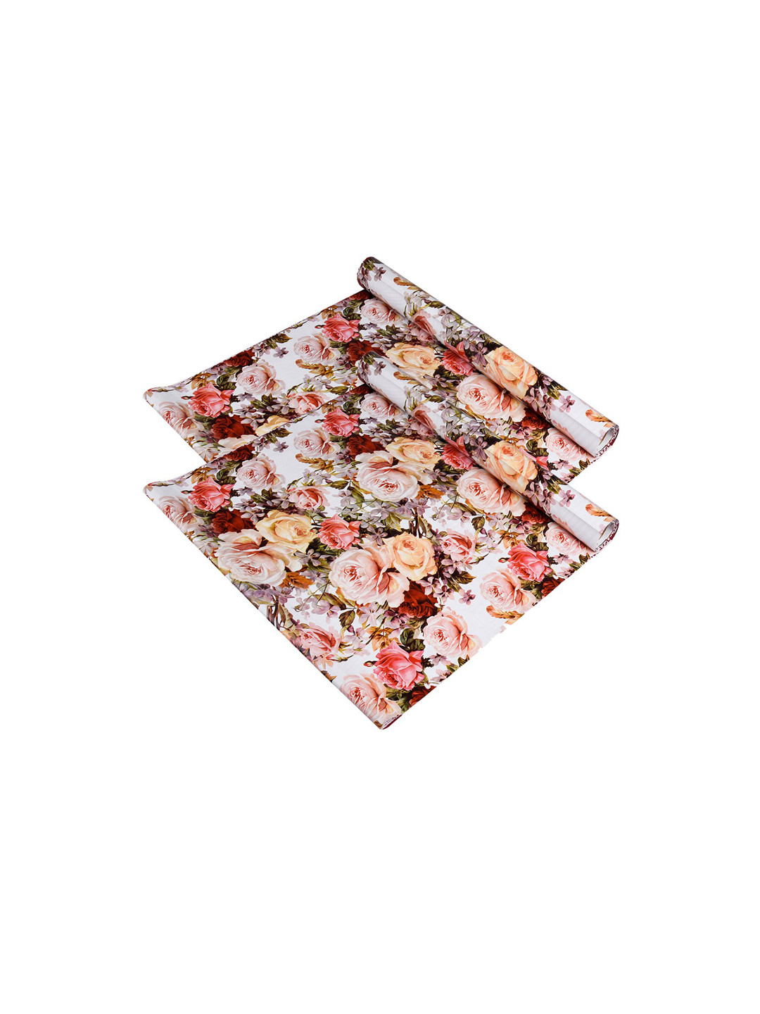 Kuber Industries White & Grey 2-Pieces Rose Flower Printed Shelf Liner Cabinet Mats