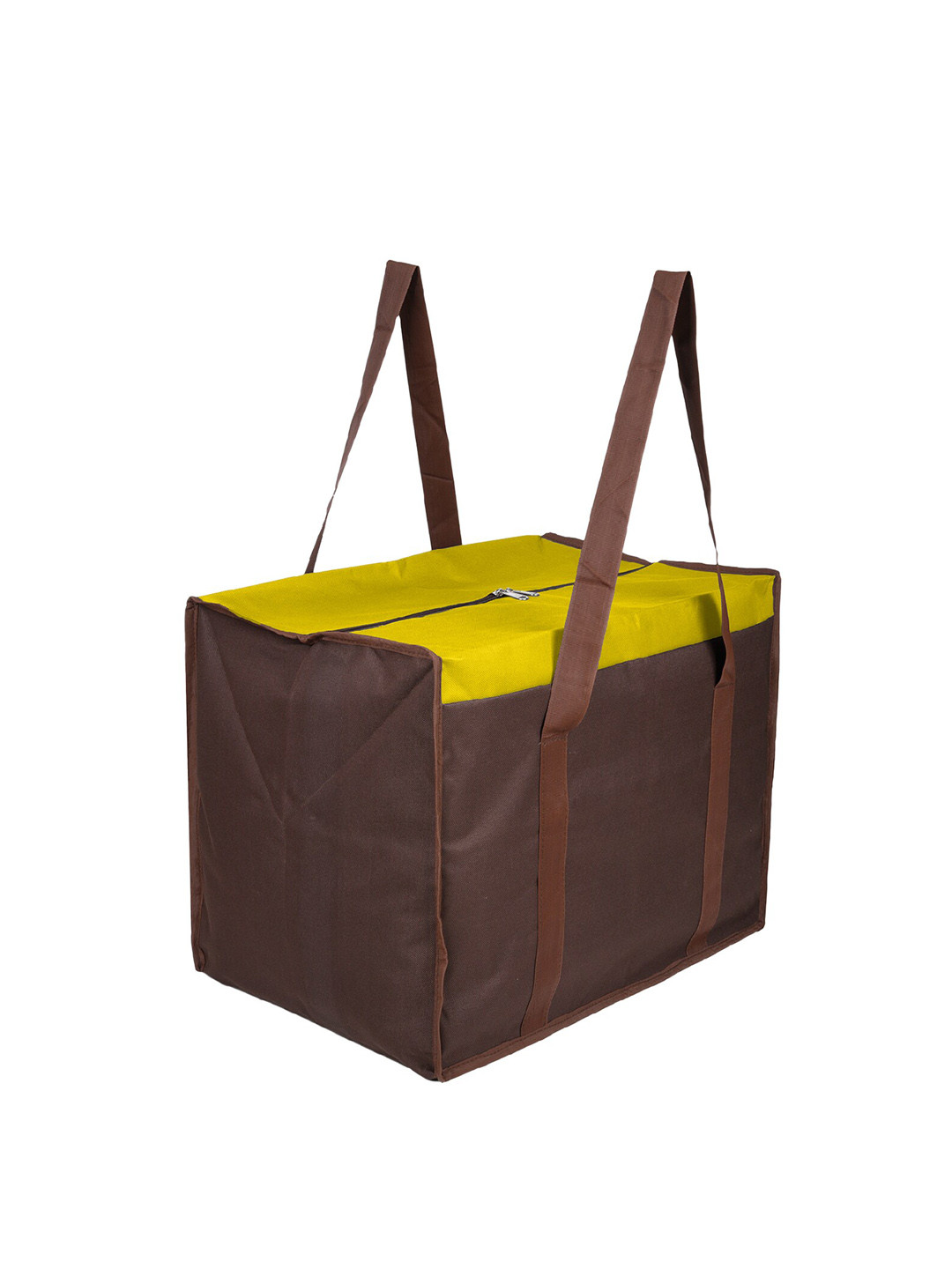 Kuber Industries Brown & Yellow Colourblocked Storage Bag Organisers
