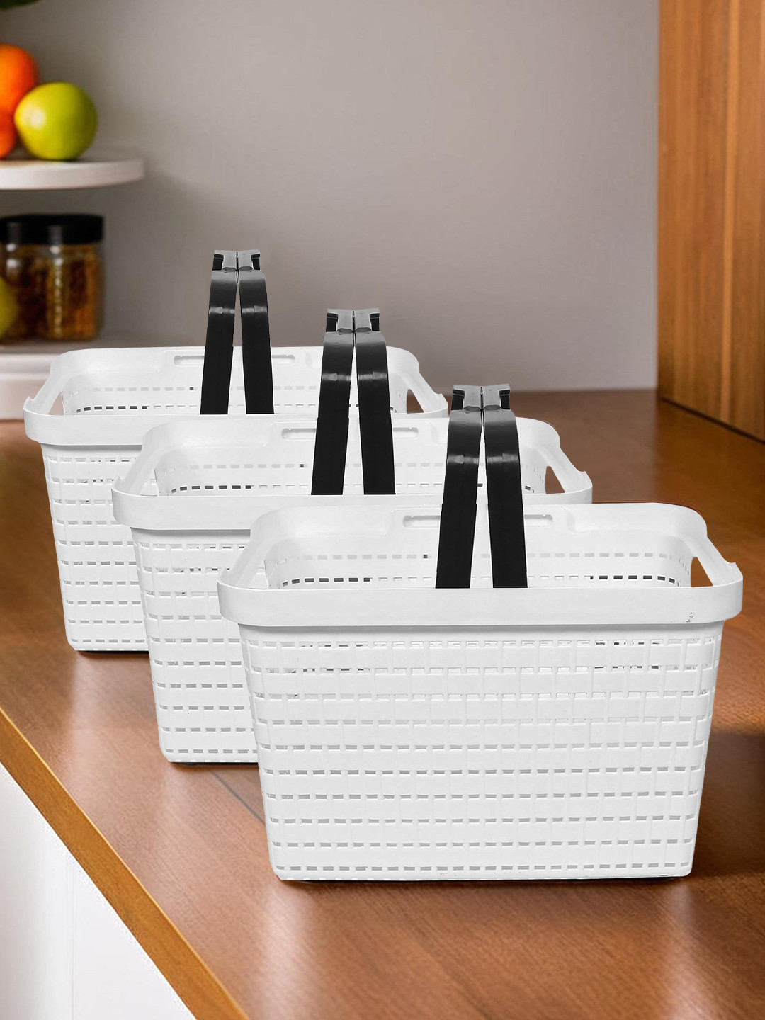 Kuber Industries White 3 Pieces Self Design Multi-Purpose Organisers