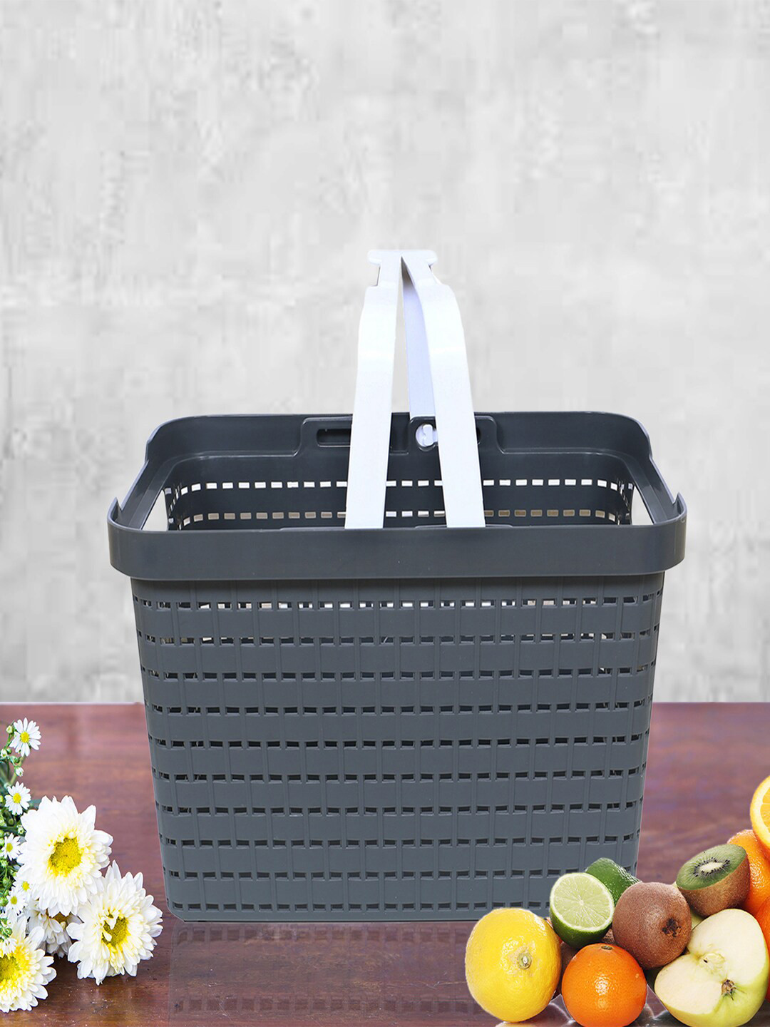 Kuber Industries Black & White 3 Pieces Fruits Storage Basket