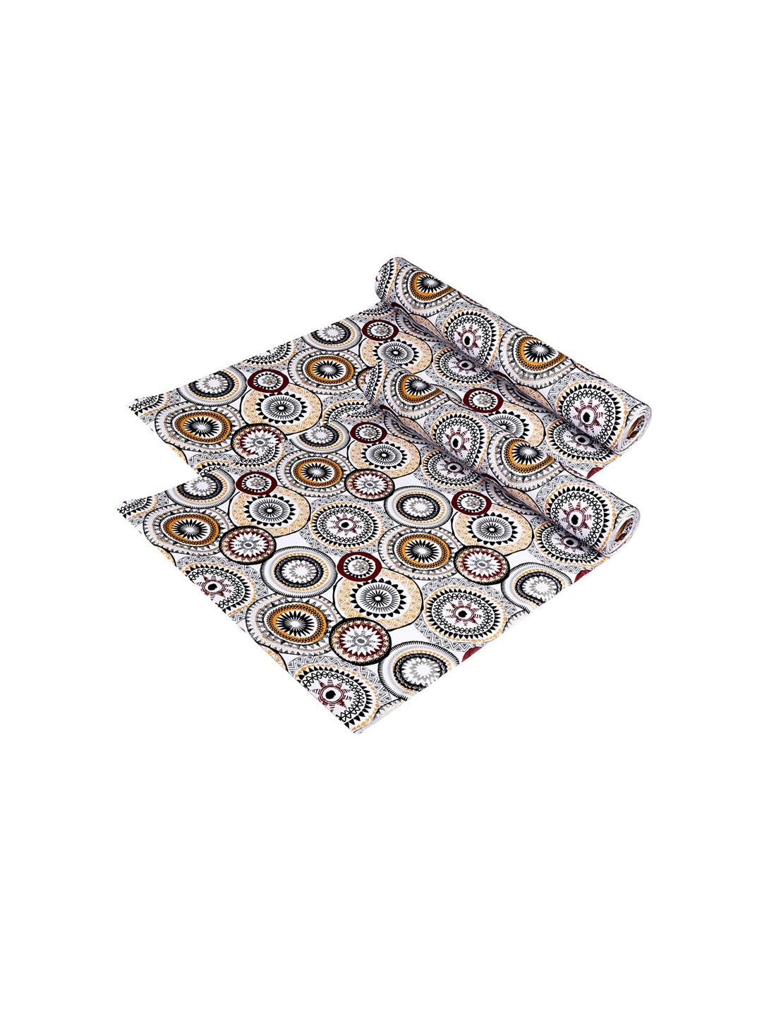 Kuber Industries White & Black 2 Pieces Rangoli-designed Shelf Liner Cabinet Mats